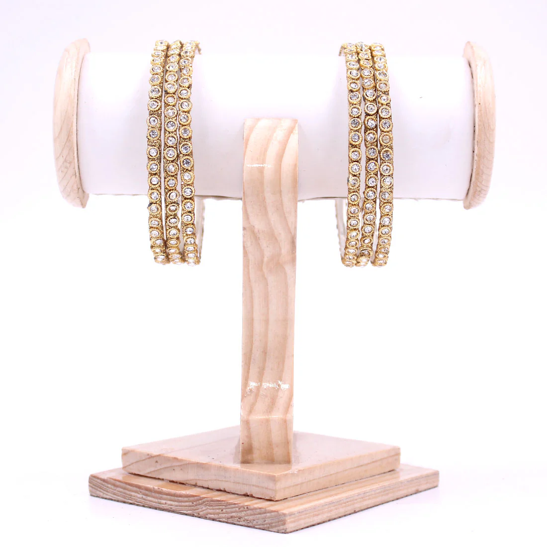 Brass Based Bangles with Round Stone and Zari Work by Leshya - Image 5