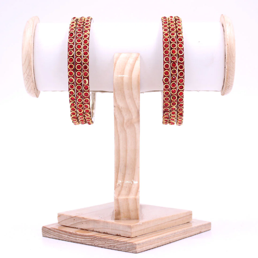 Brass Based Bangles with Round Stone and Zari Work by Leshya - Image 8