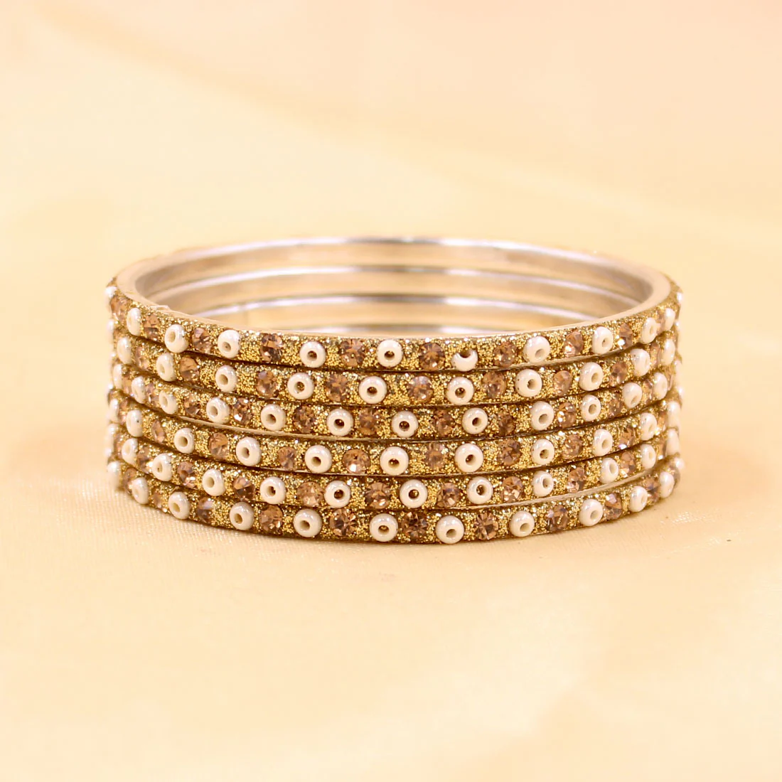 Brass Based Bangles with Stone and Bead work by Leshya - Image 3