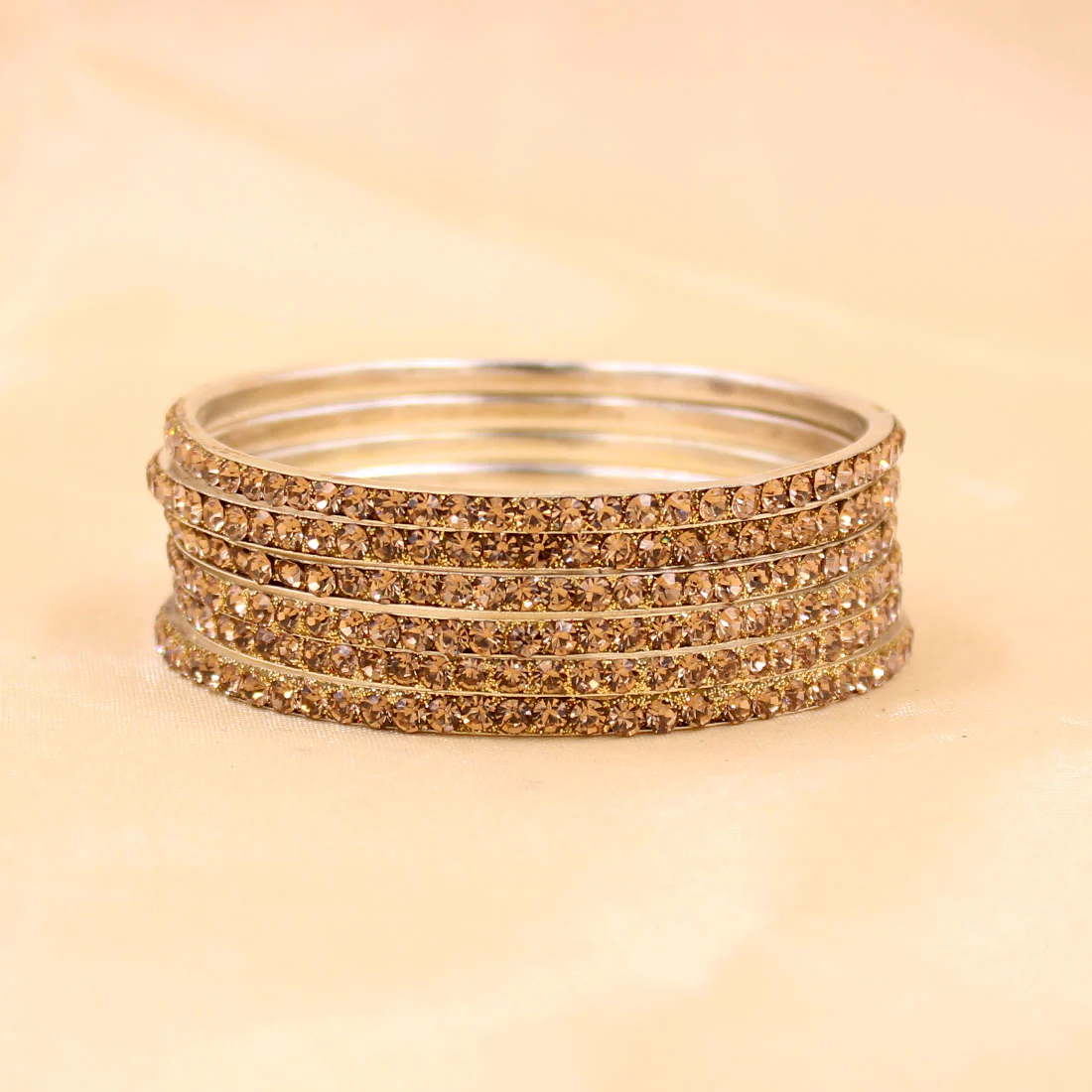Brass Based Bangles with Silver Zari Work by Leshya - Image 3
