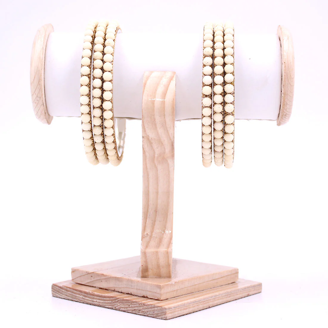 Brass Based Bangles with Big White Stone by Leshya - Image 2