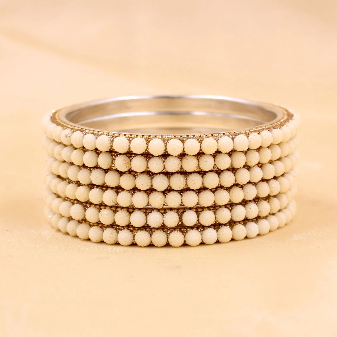 Brass Based Bangles with Big White Stone by Leshya - Image 3