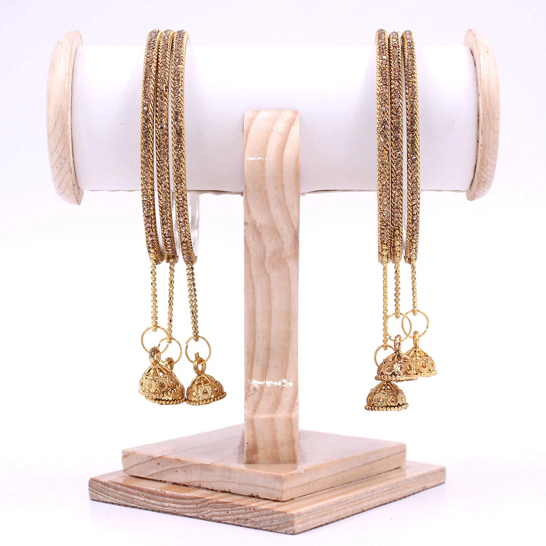 Brass Based Bangles with Golden Jhumki by Leshya - Image 2