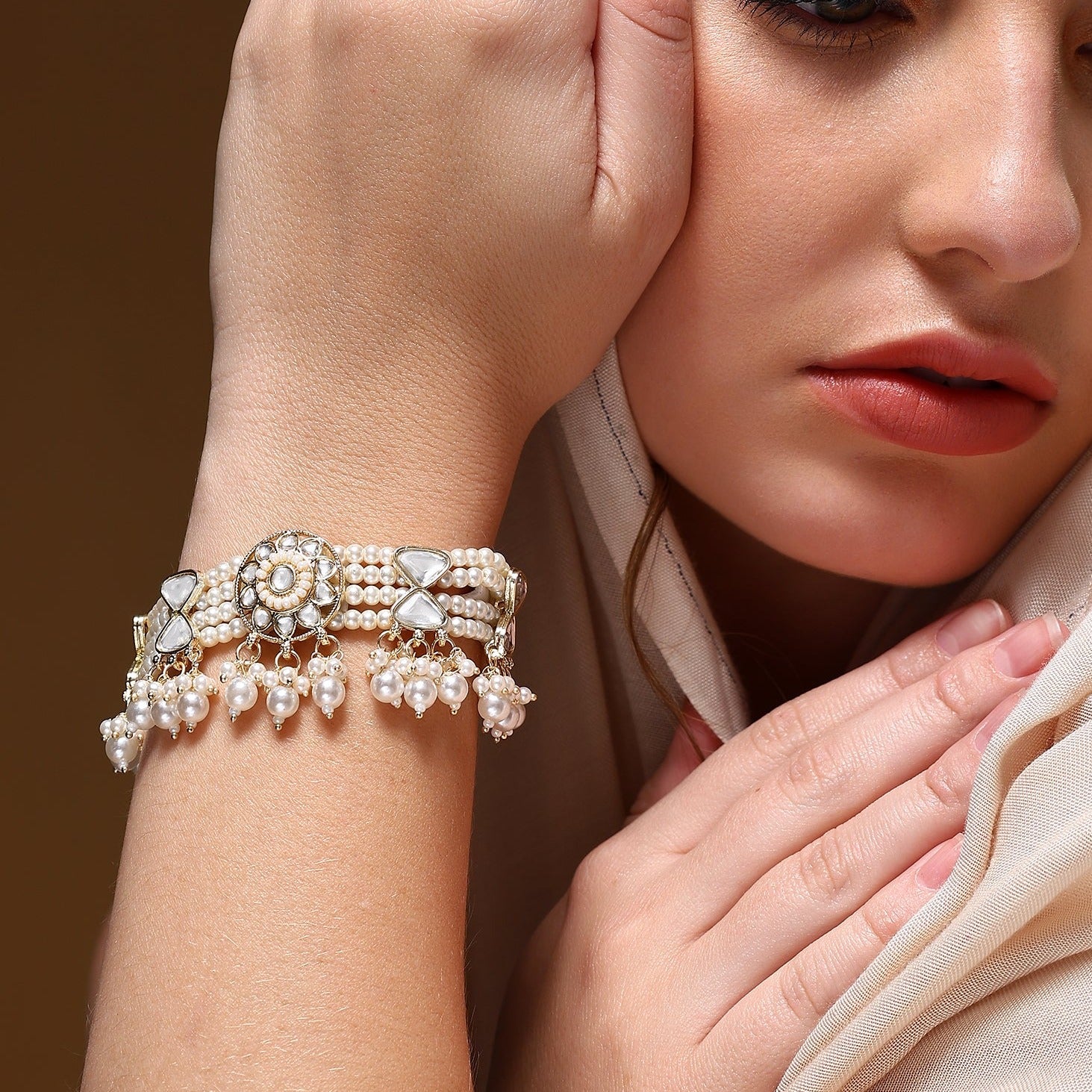 Kundan Beaded chain bracelet - Image 9