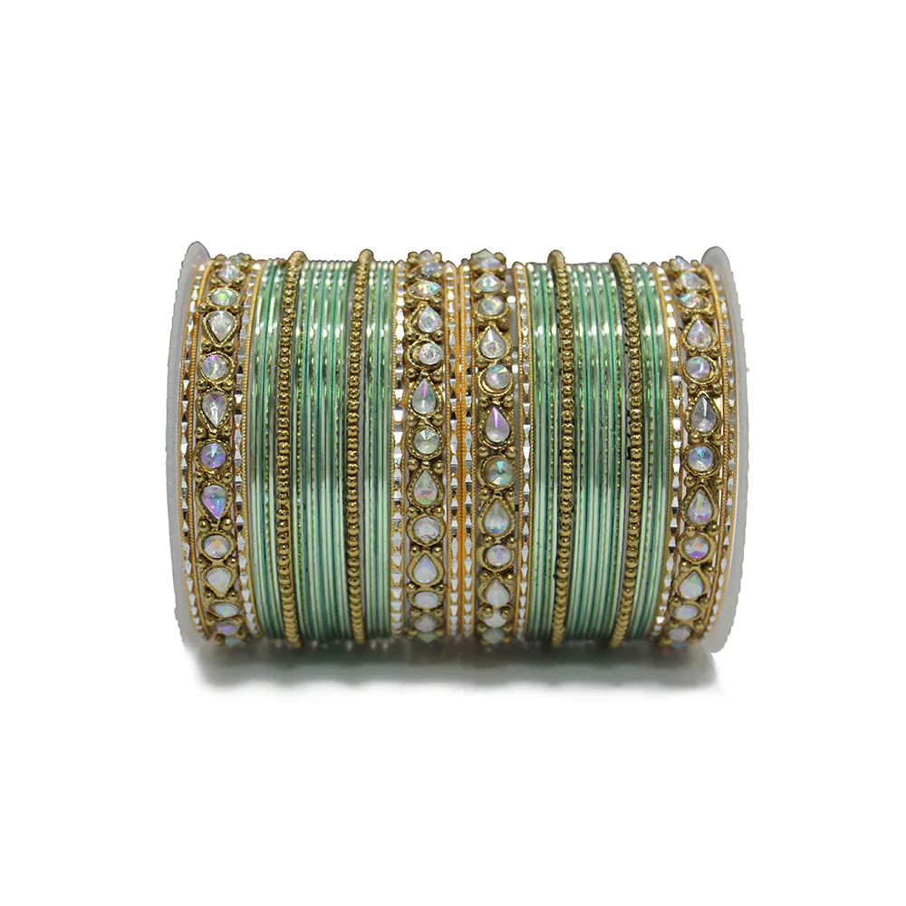 Kundan Gold Plating Bangle Set (Plus Size) - Image 10