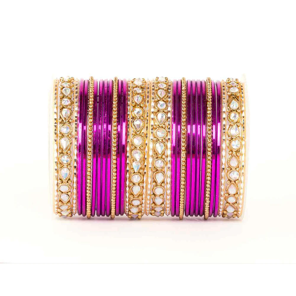 Kundan Gold Plating Bangle Set (Plus Size) - Image 3