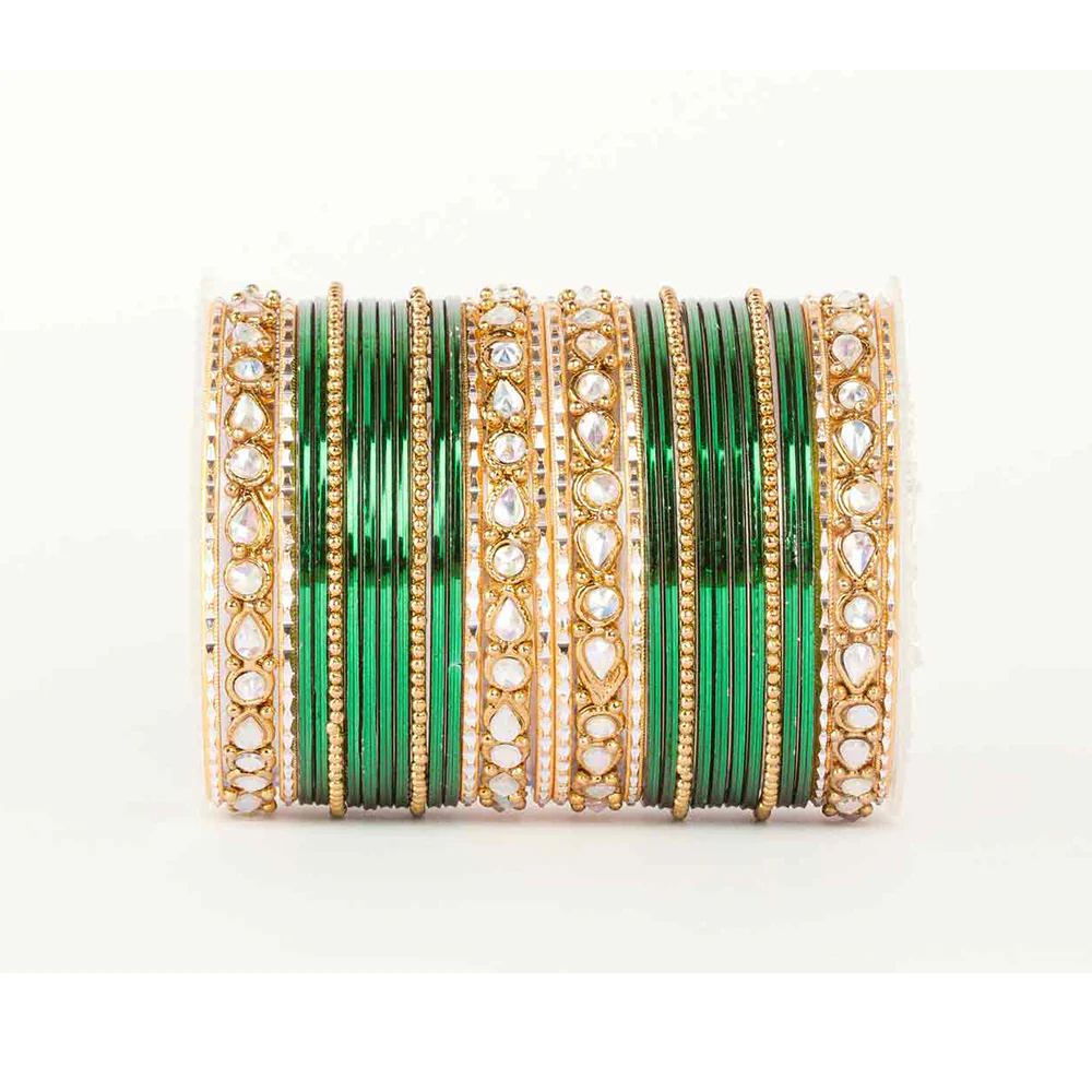 Kundan Gold Plating Bangle Set (Plus Size) - Image 6