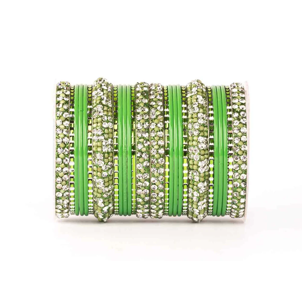 Lac Stone Pattern Bangle Set For Two Hands - Image 7