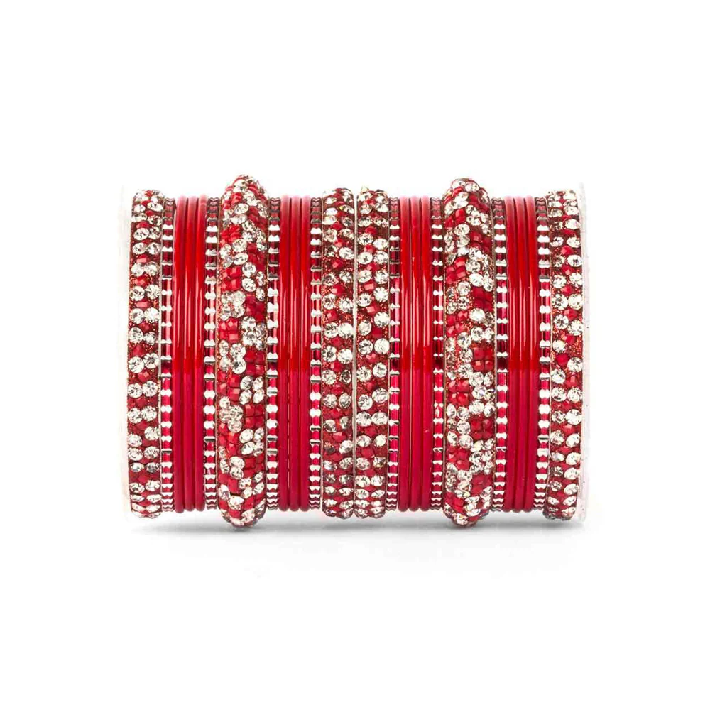 Lac Stone Pattern Bangle Set For Two Hands - Image 8