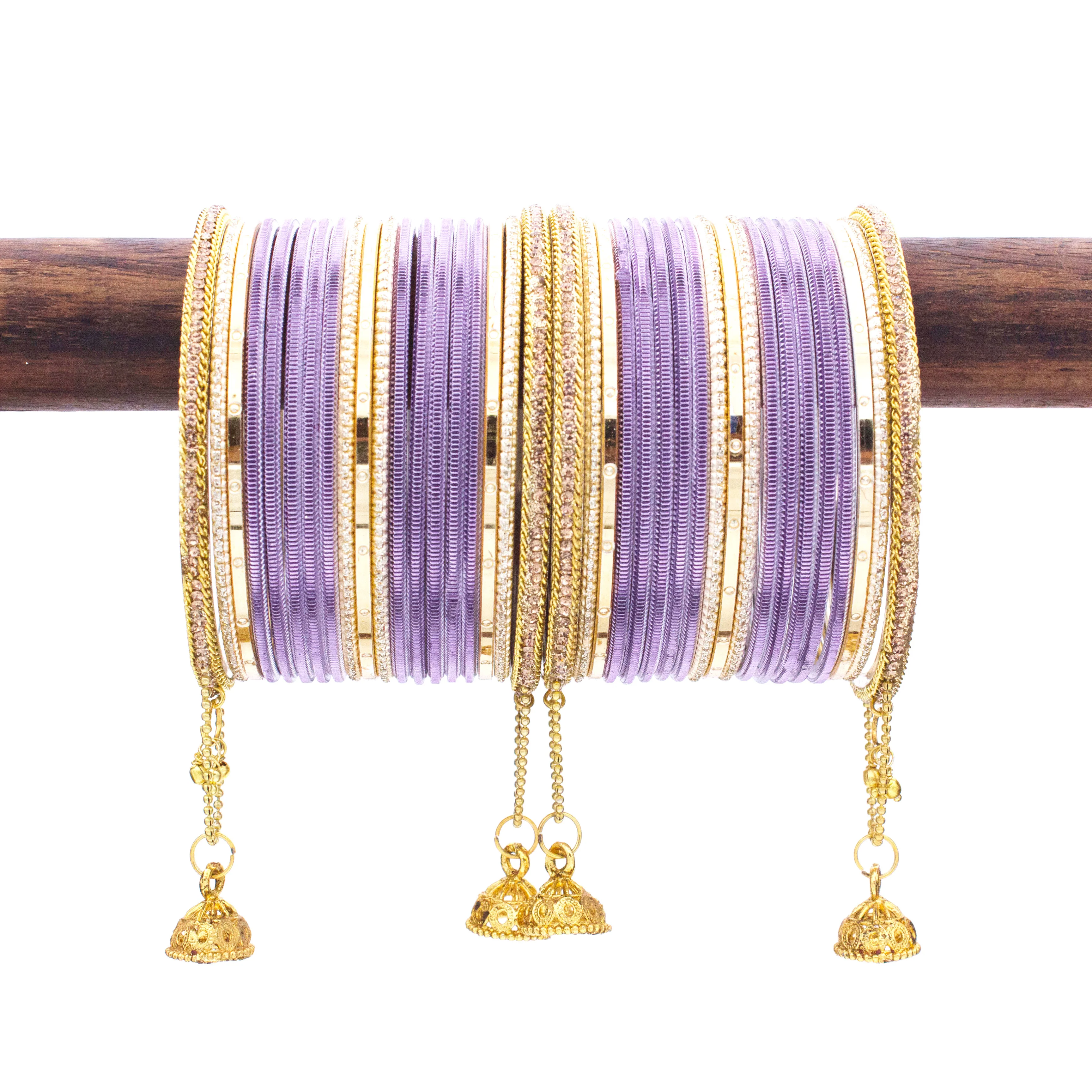Leshya Shining Bangle with Jhumki and Lac side Bangles for two hands - Image 10