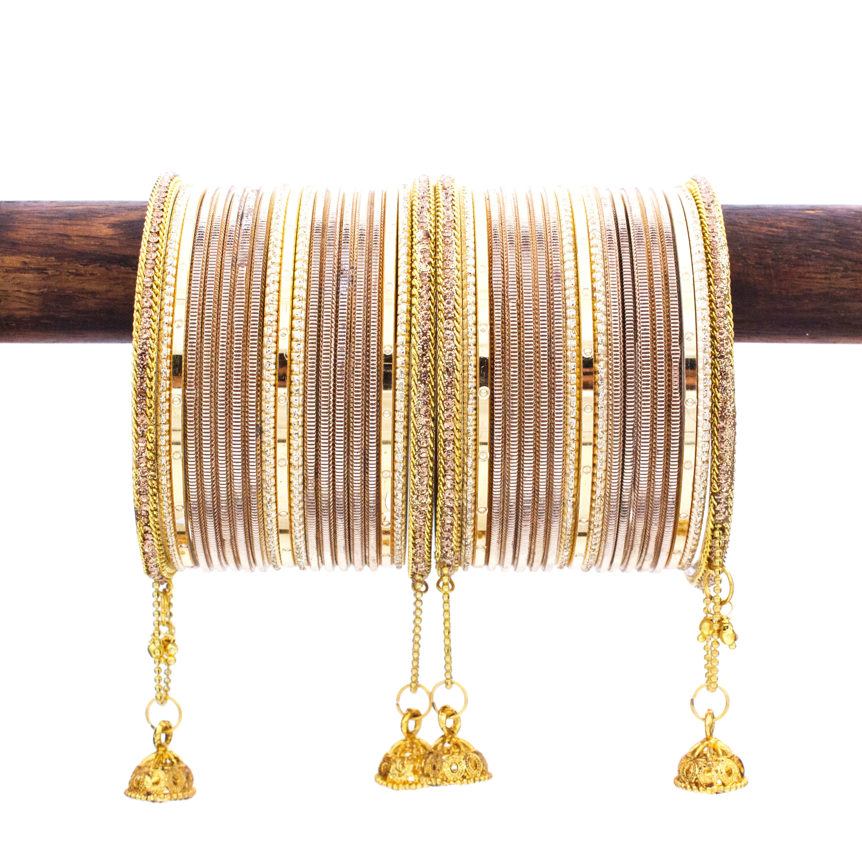 Leshya Shining Bangle with Jhumki and Lac side Bangles for two hands - Image 3