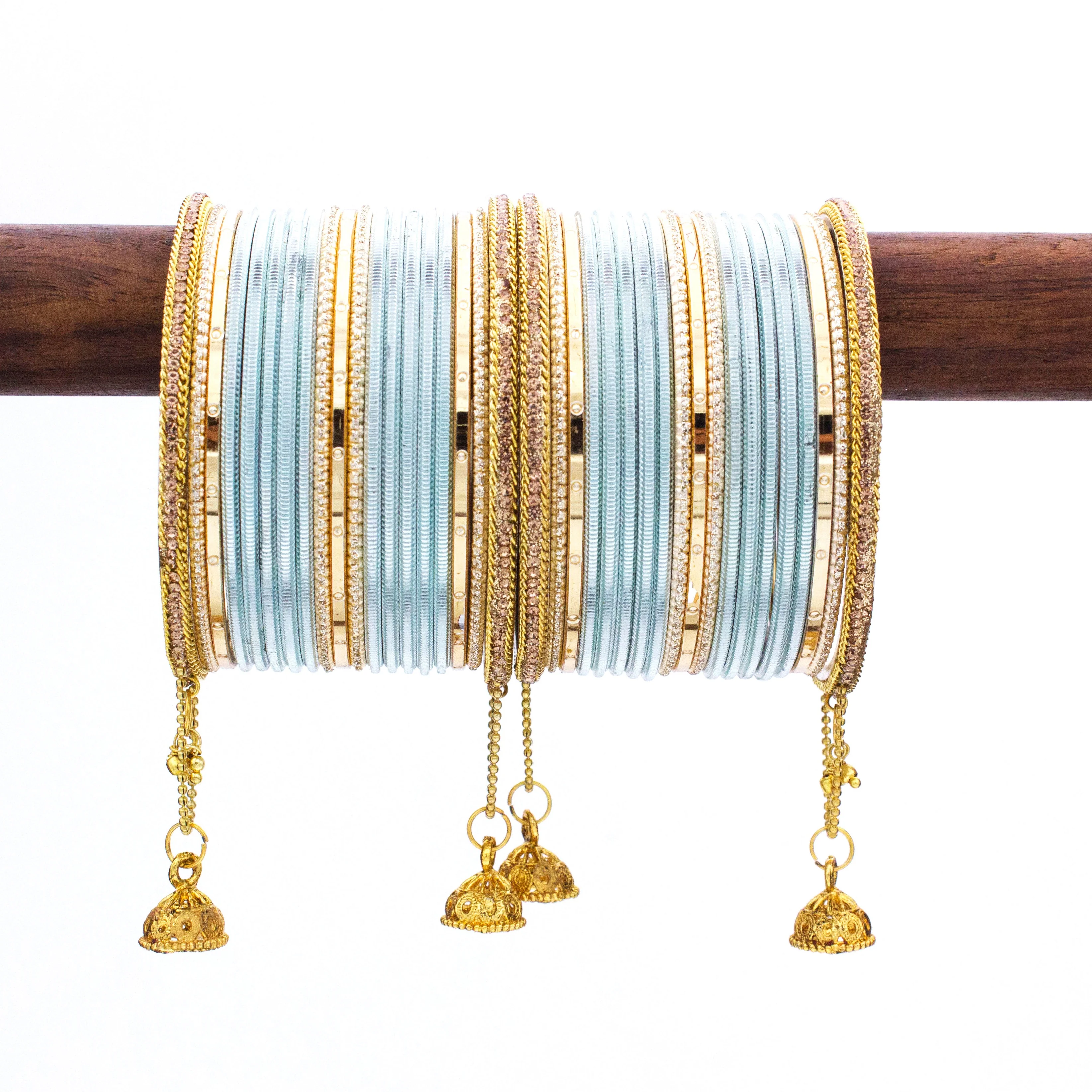 Leshya Shining Bangle with Jhumki and Lac side Bangles for two hands - Image 13