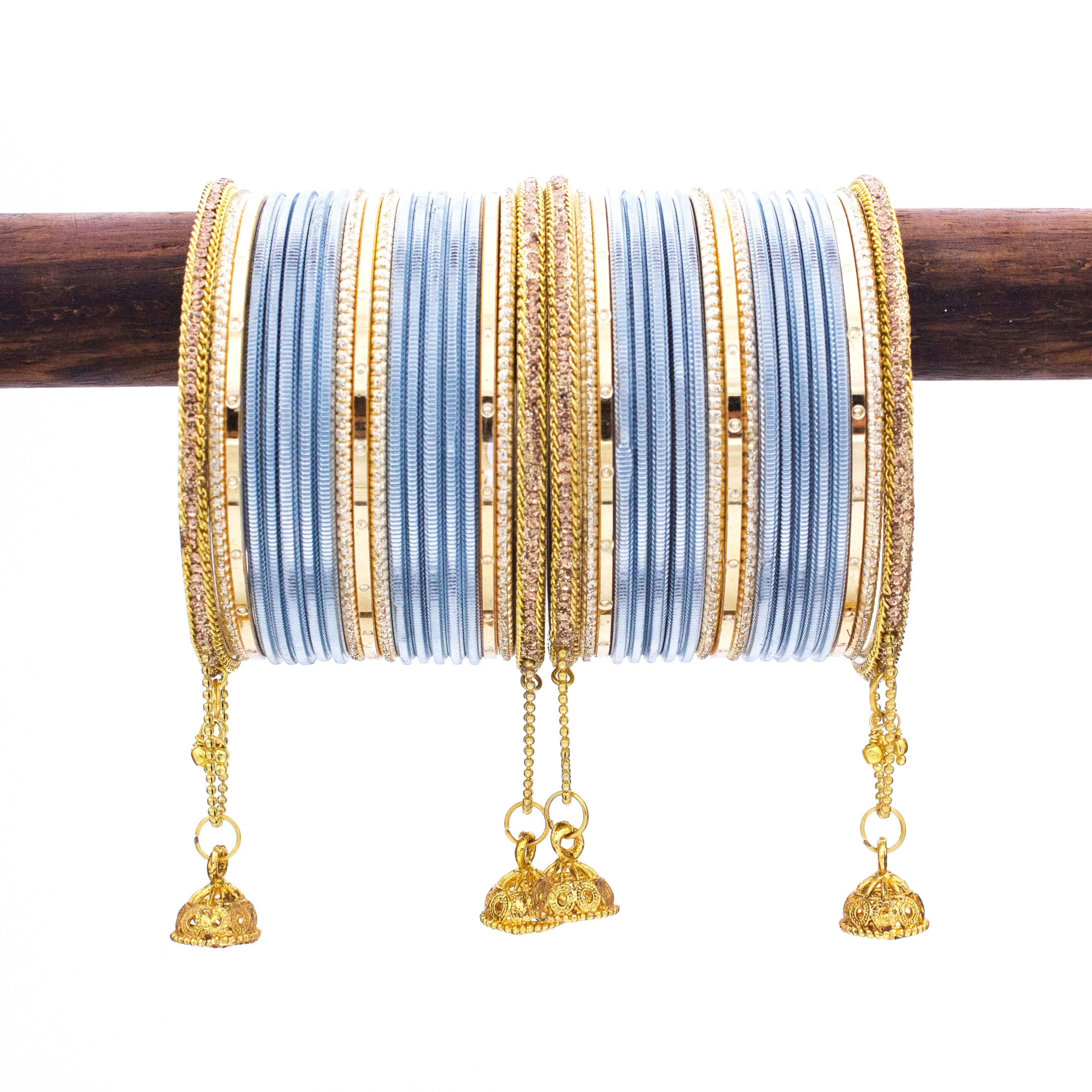 Leshya Shining Bangle with Jhumki and Lac side Bangles for two hands - Image 5