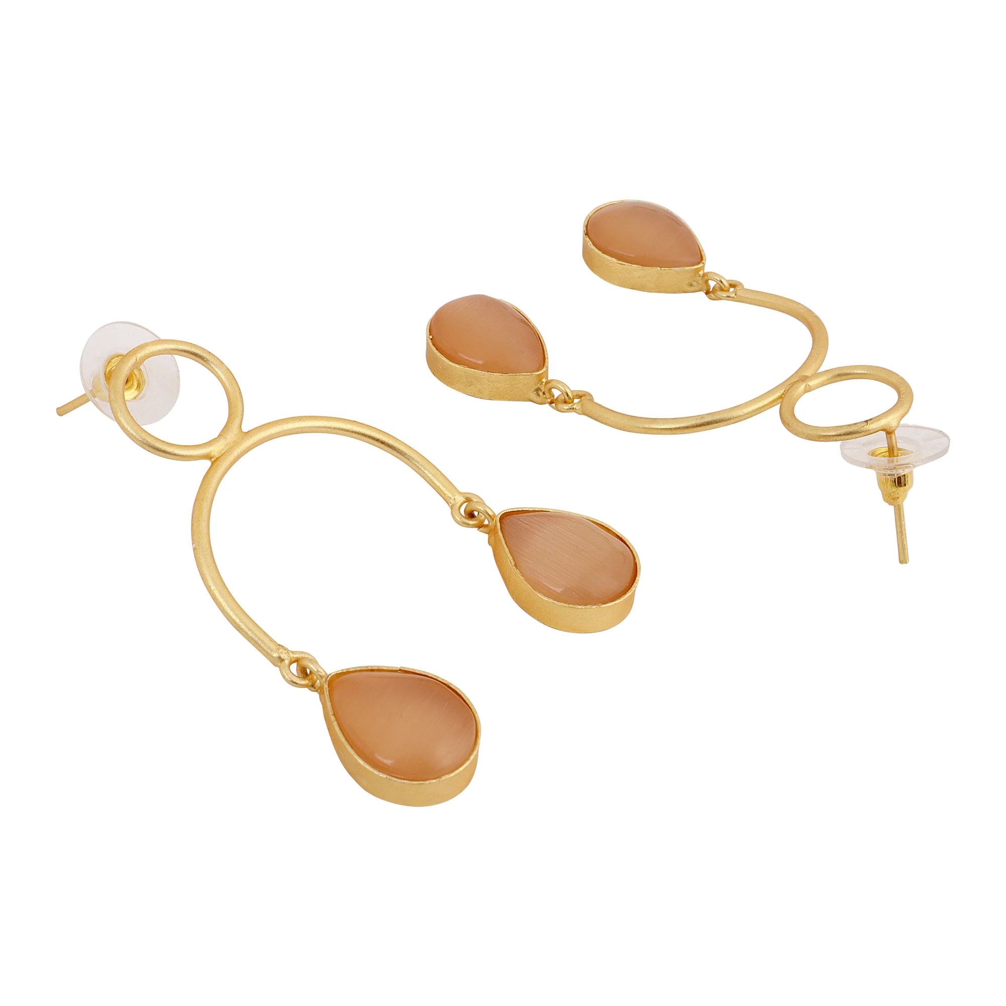 Loop Matte Gold Finish Earrings - Image 3
