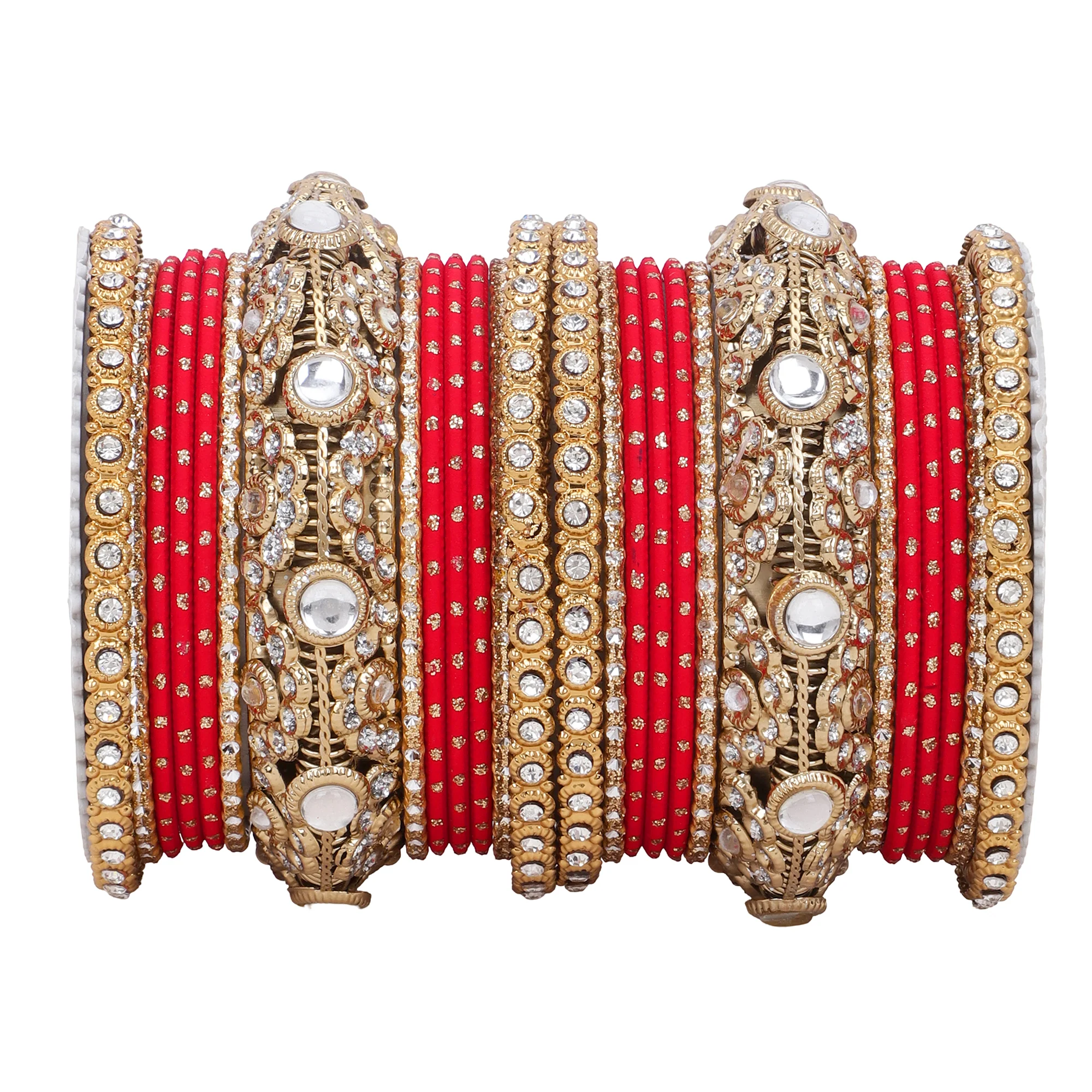Luxurious Golden dotted and Jaaliwork bangle set by Leshya - Image 10