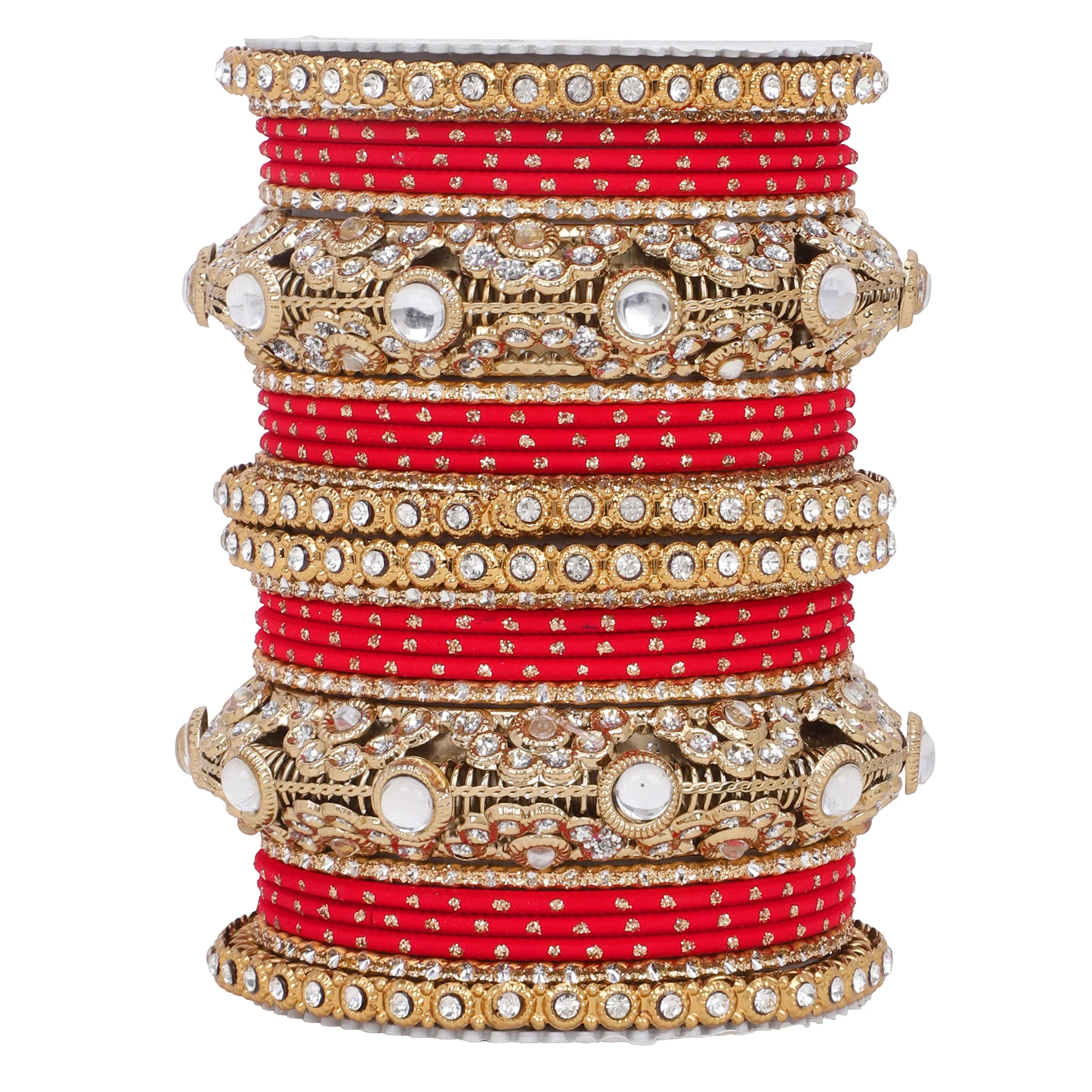 Luxurious Golden dotted and Jaaliwork bangle set by Leshya - Image 11