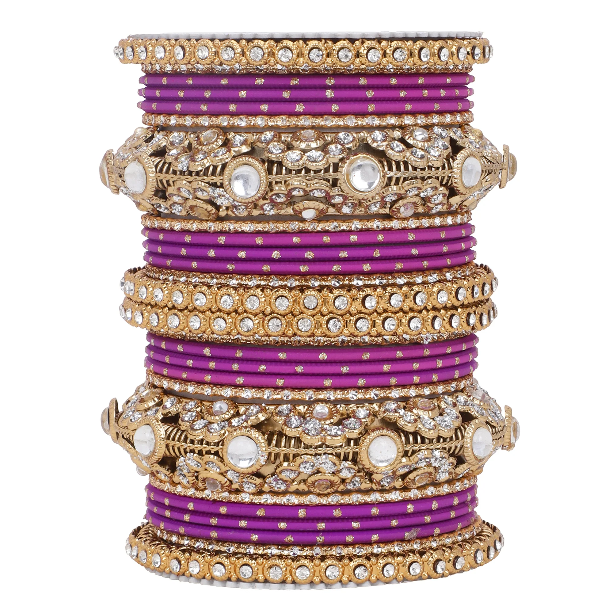 Luxurious Golden dotted and Jaaliwork bangle set by Leshya - Image 12