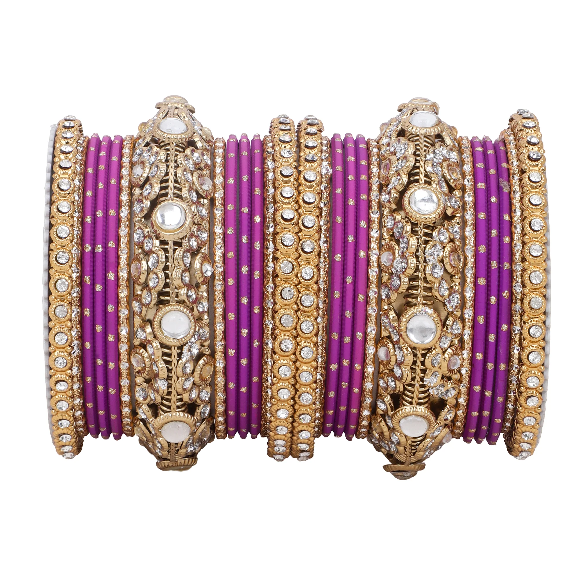 Luxurious Golden dotted and Jaaliwork bangle set by Leshya - Image 13