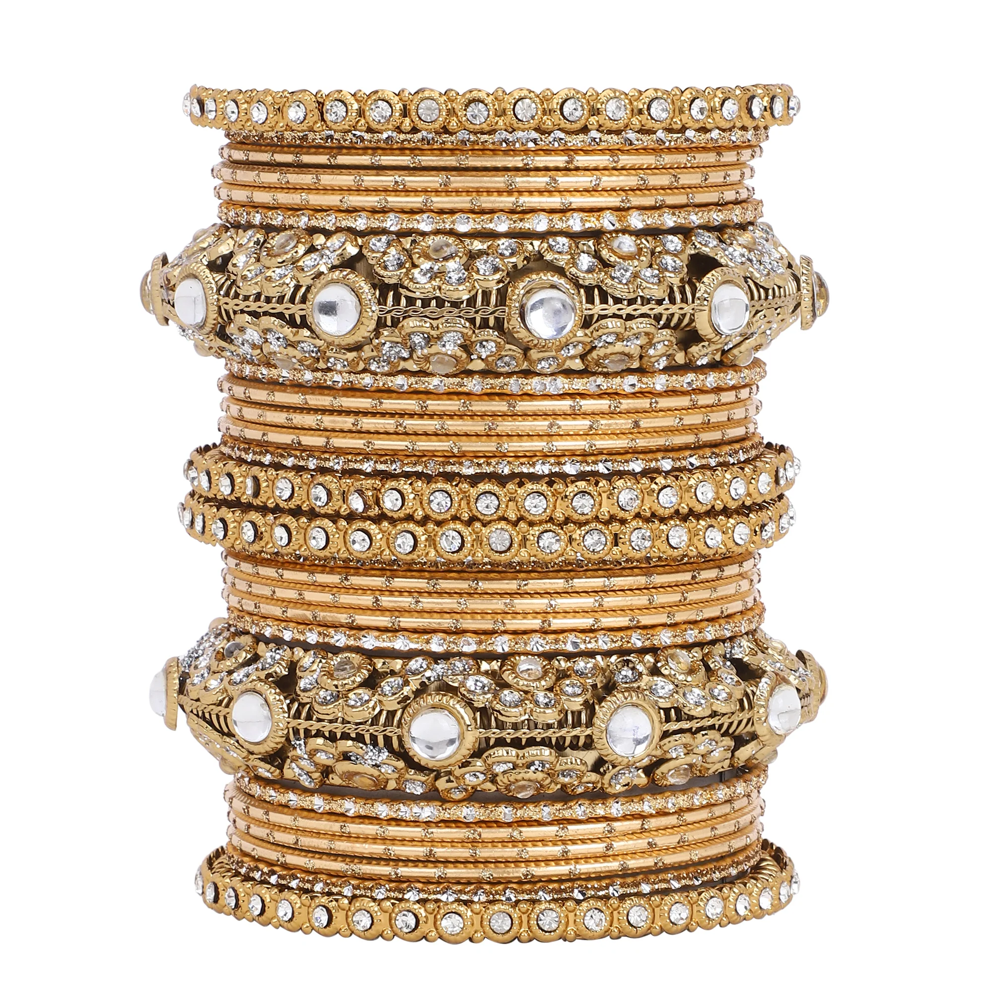 Luxurious Golden dotted and Jaaliwork bangle set by Leshya - Image 2