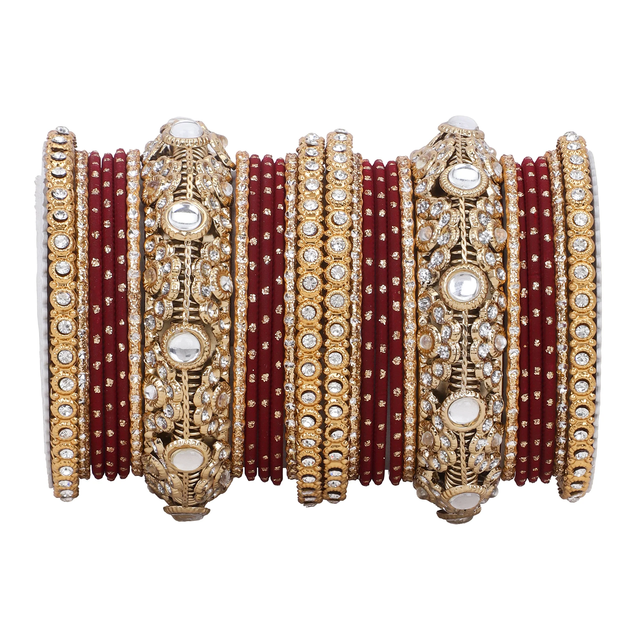 Luxurious Golden dotted and Jaaliwork bangle set by Leshya - Image 6