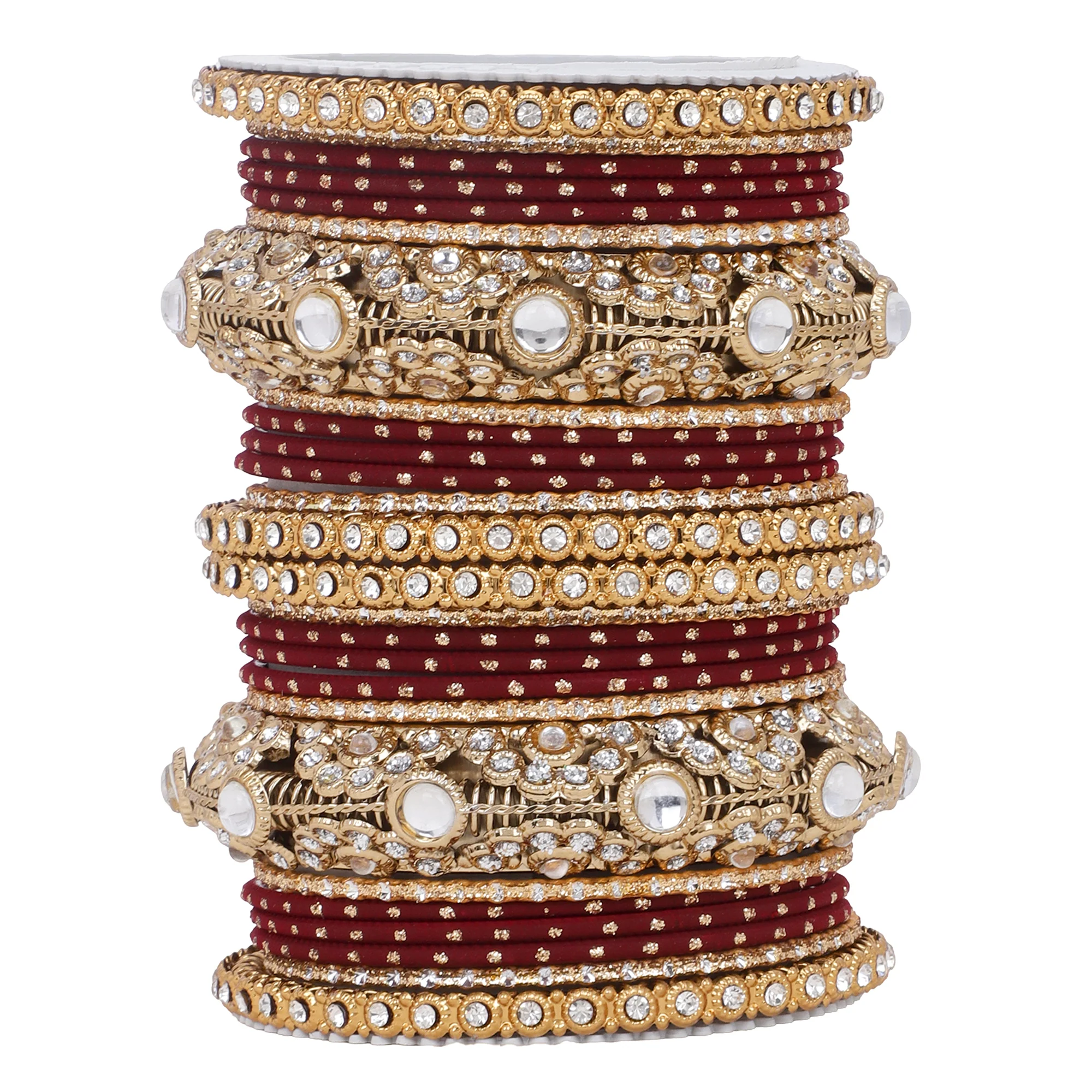 Luxurious Golden dotted and Jaaliwork bangle set by Leshya - Image 7