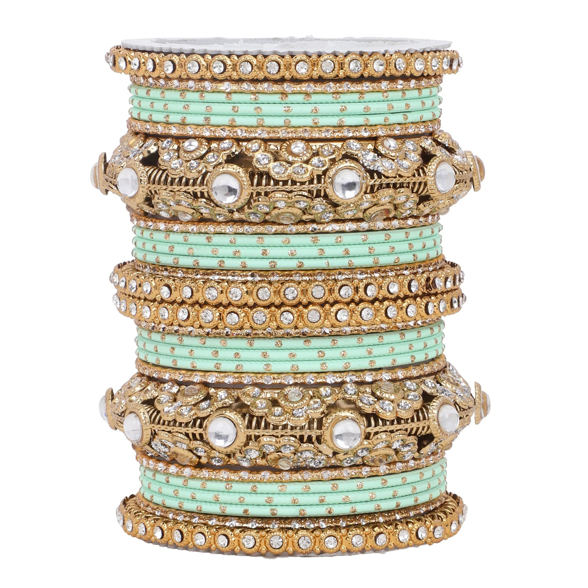 Luxurious Golden dotted and Jaaliwork bangle set by Leshya - Image 9