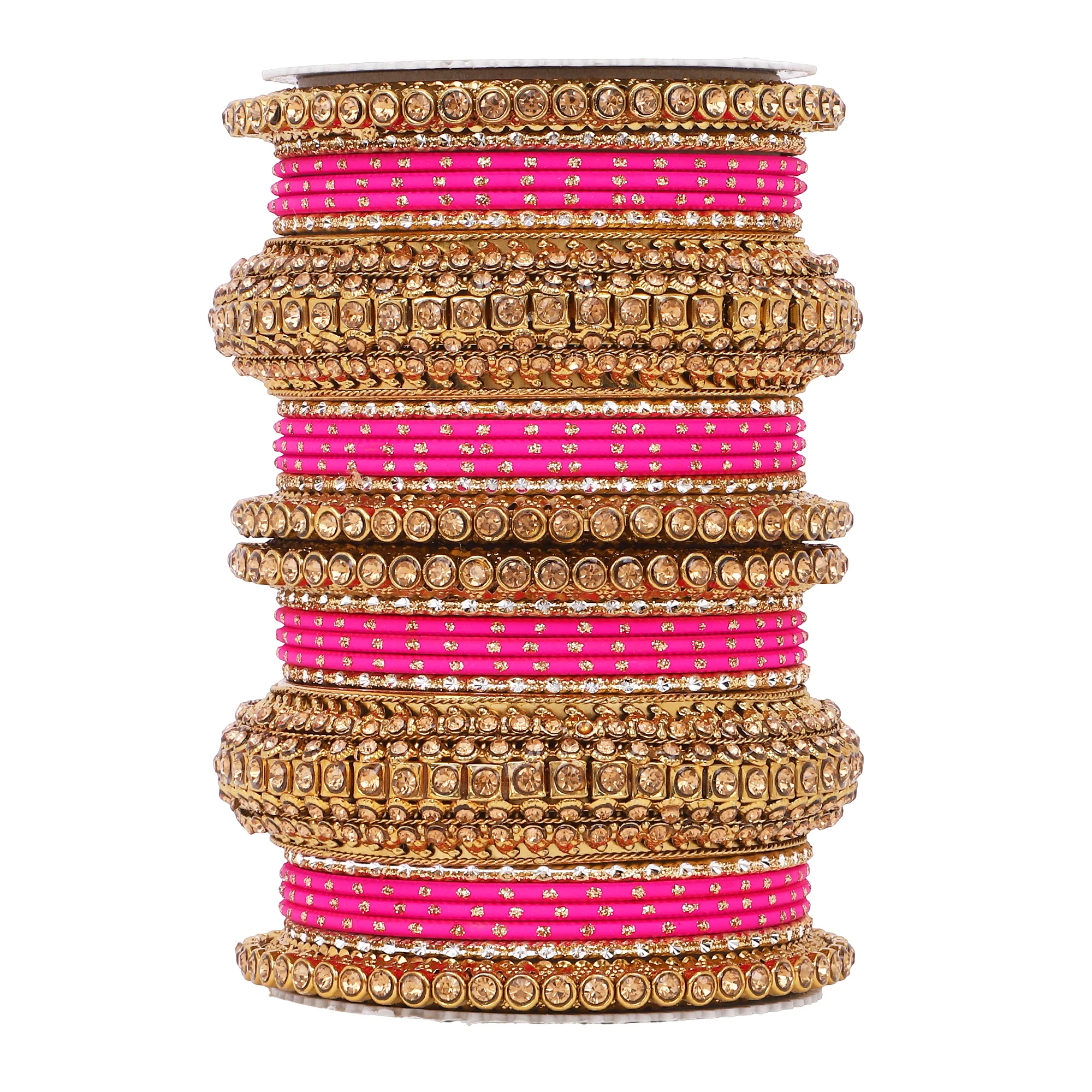 Luxurious Golden dotted and Stone bangle set by Leshya - Image 11