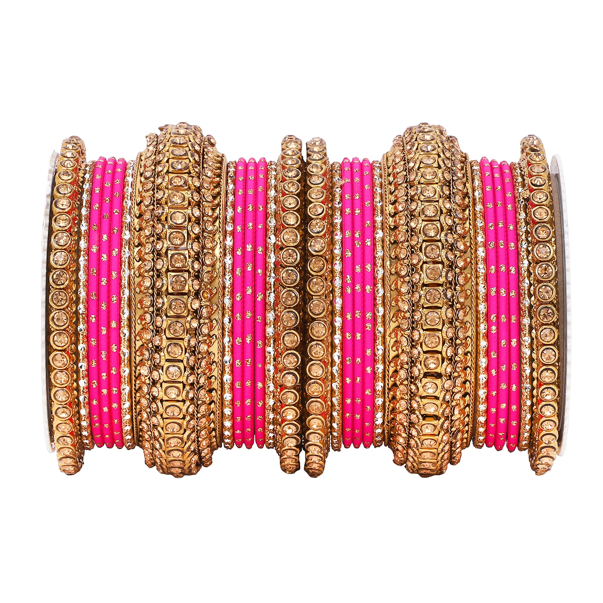 Luxurious Golden dotted and Stone bangle set by Leshya - Image 12