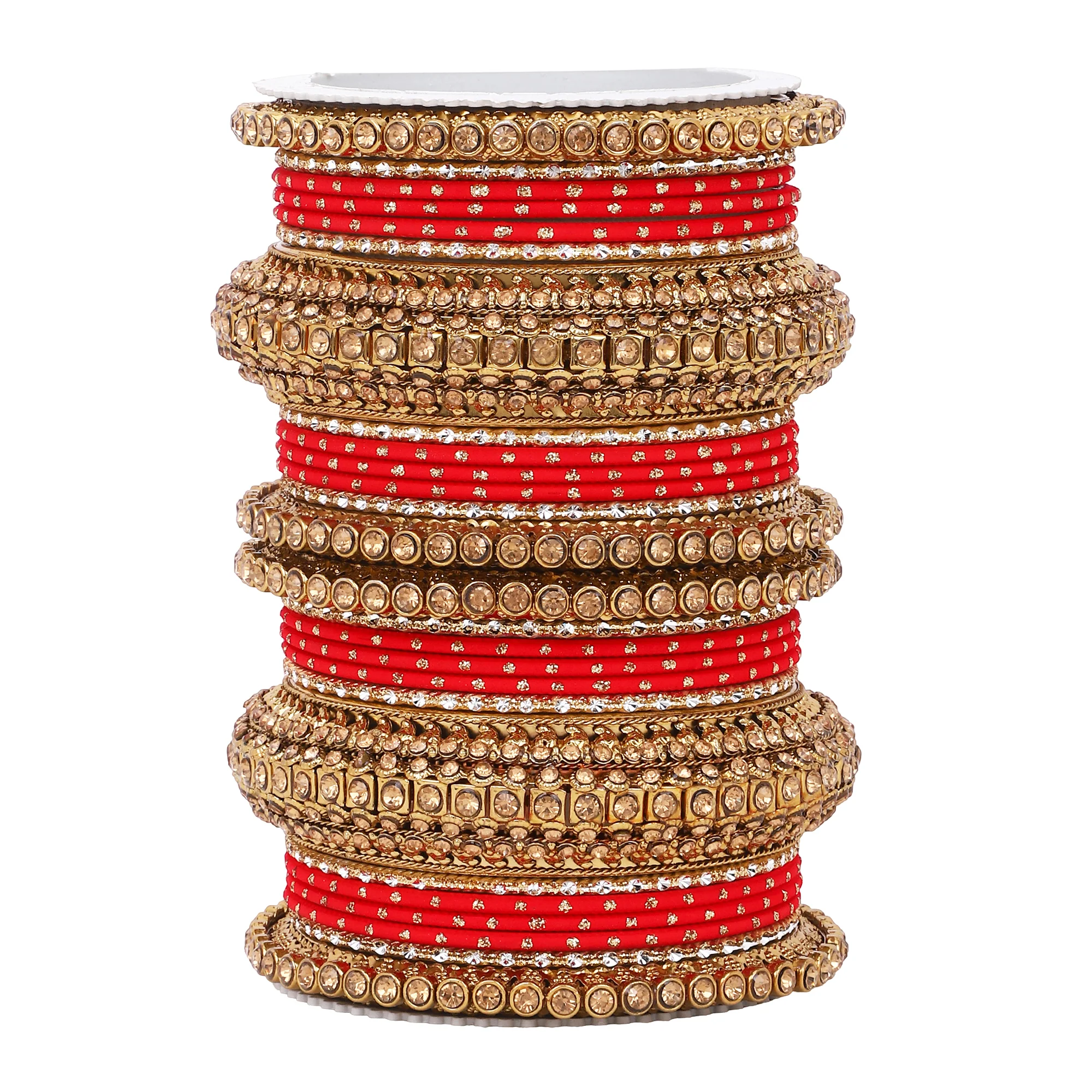 Luxurious Golden dotted and Stone bangle set by Leshya - Image 14
