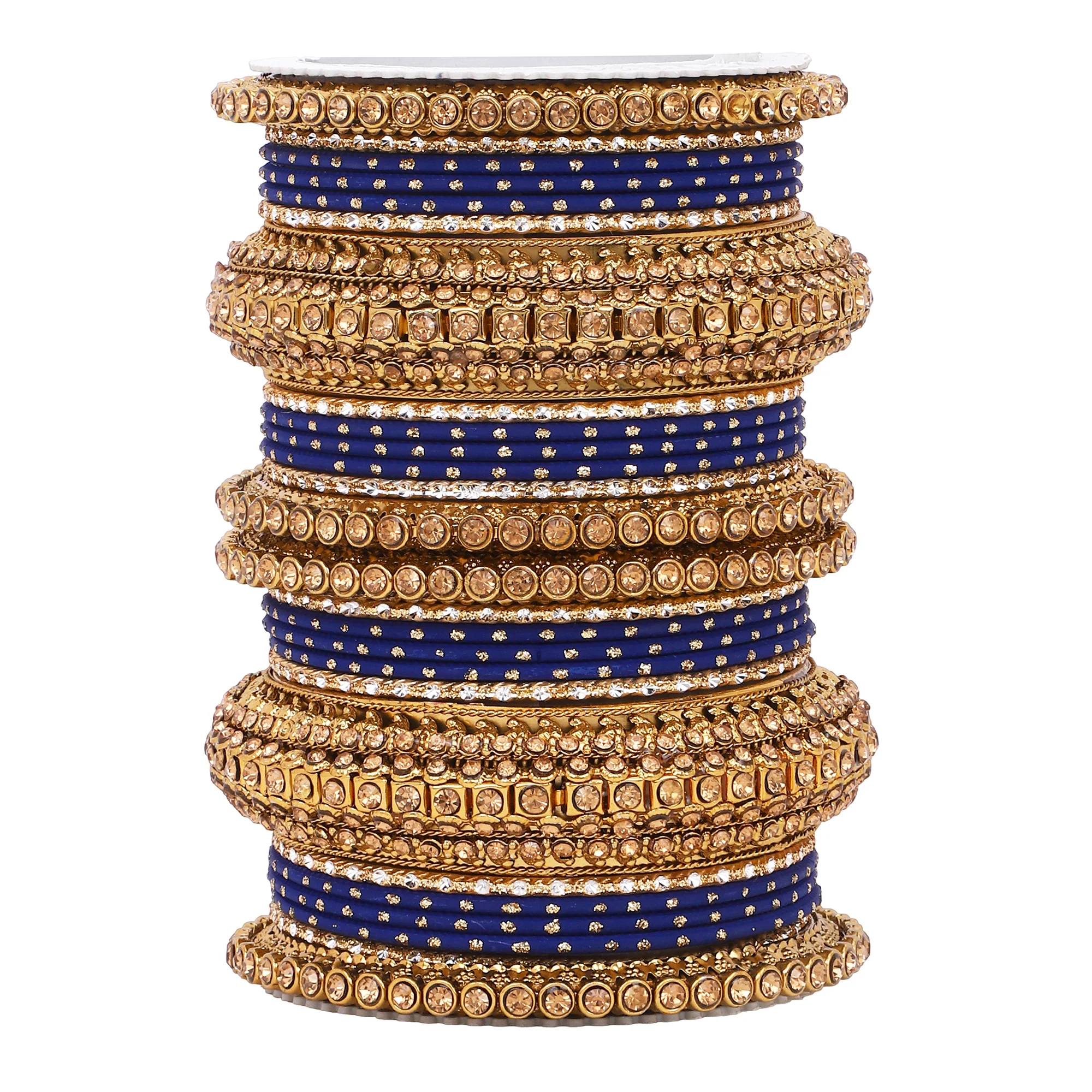 Luxurious Golden dotted and Stone bangle set by Leshya - Image 5