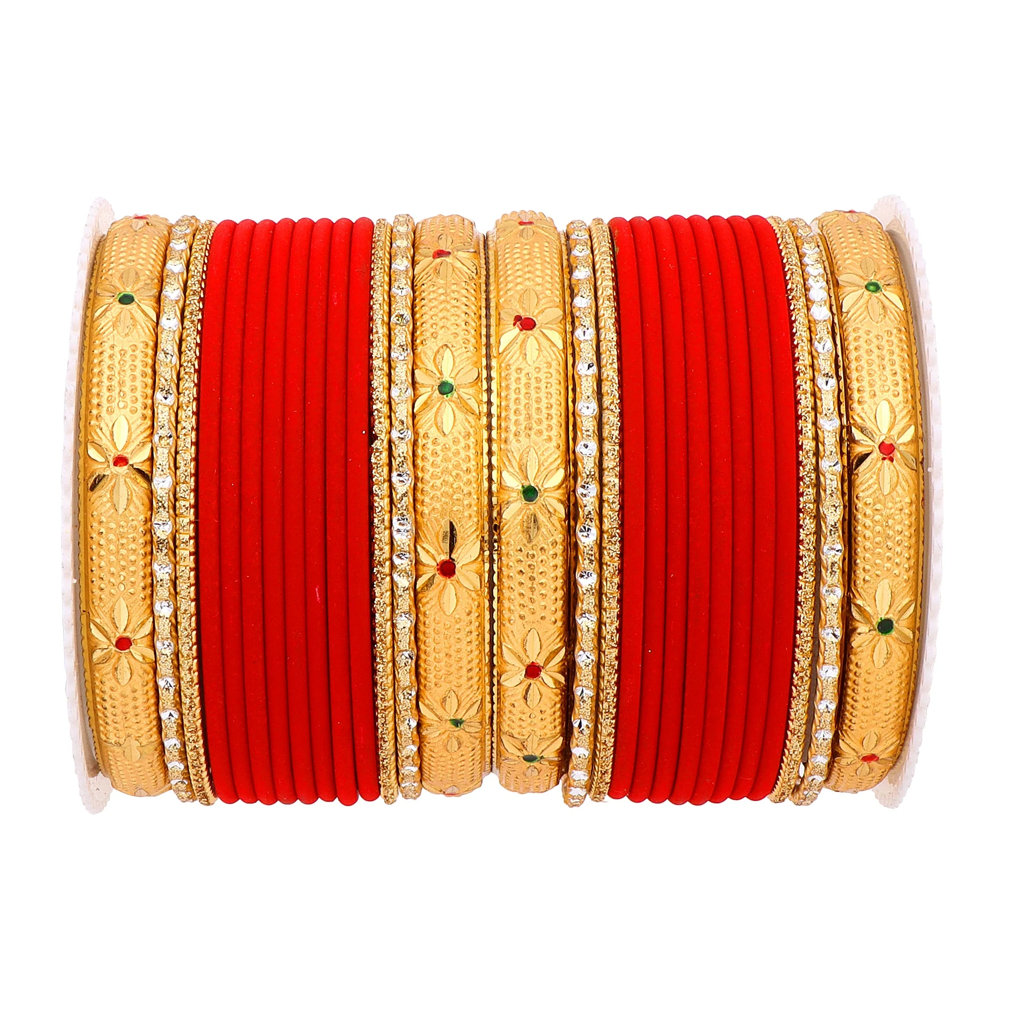 Matte Bangle Set with Golden Meenakari Kada by Leshya - Image 12