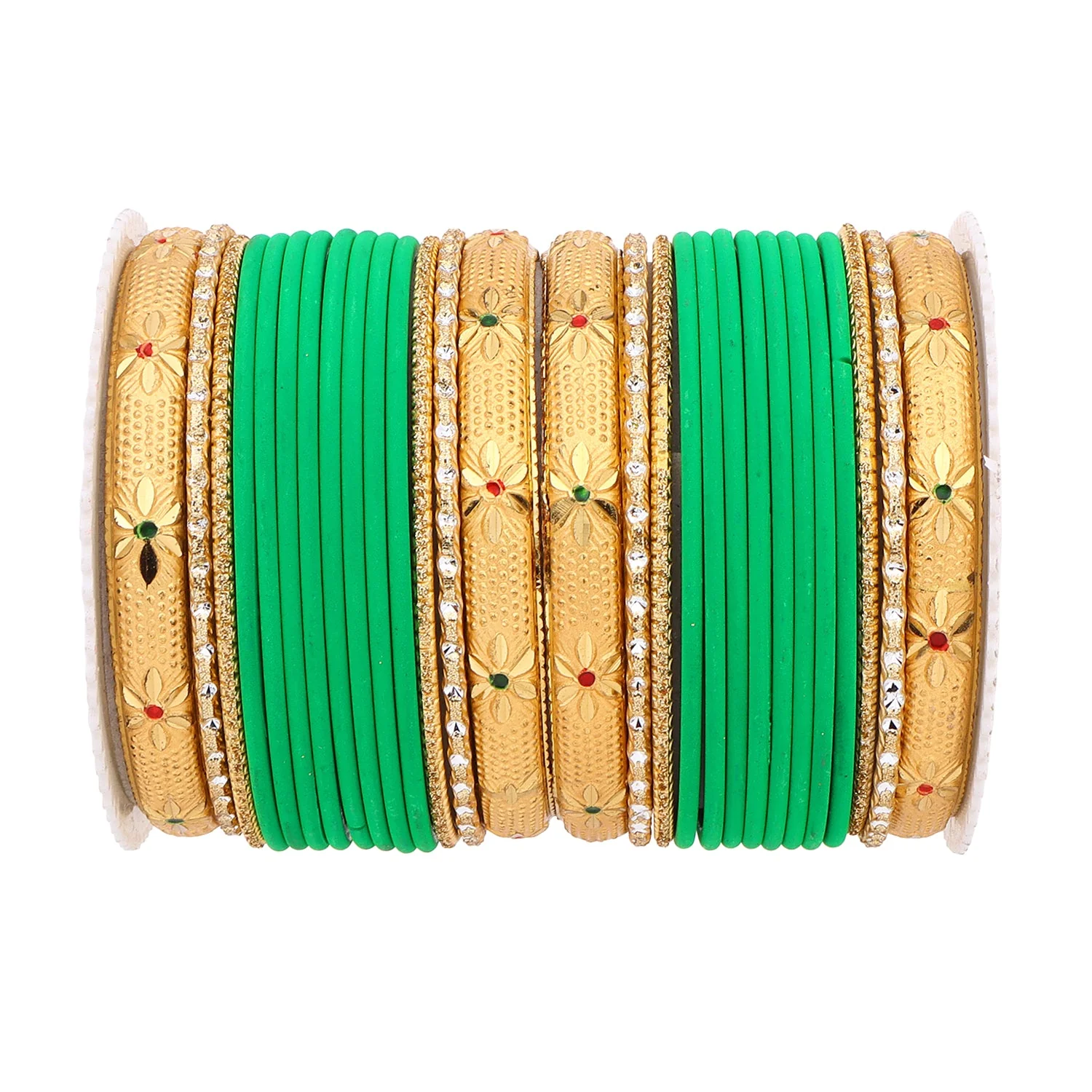 Matte Bangle Set with Golden Meenakari Kada by Leshya - Image 4
