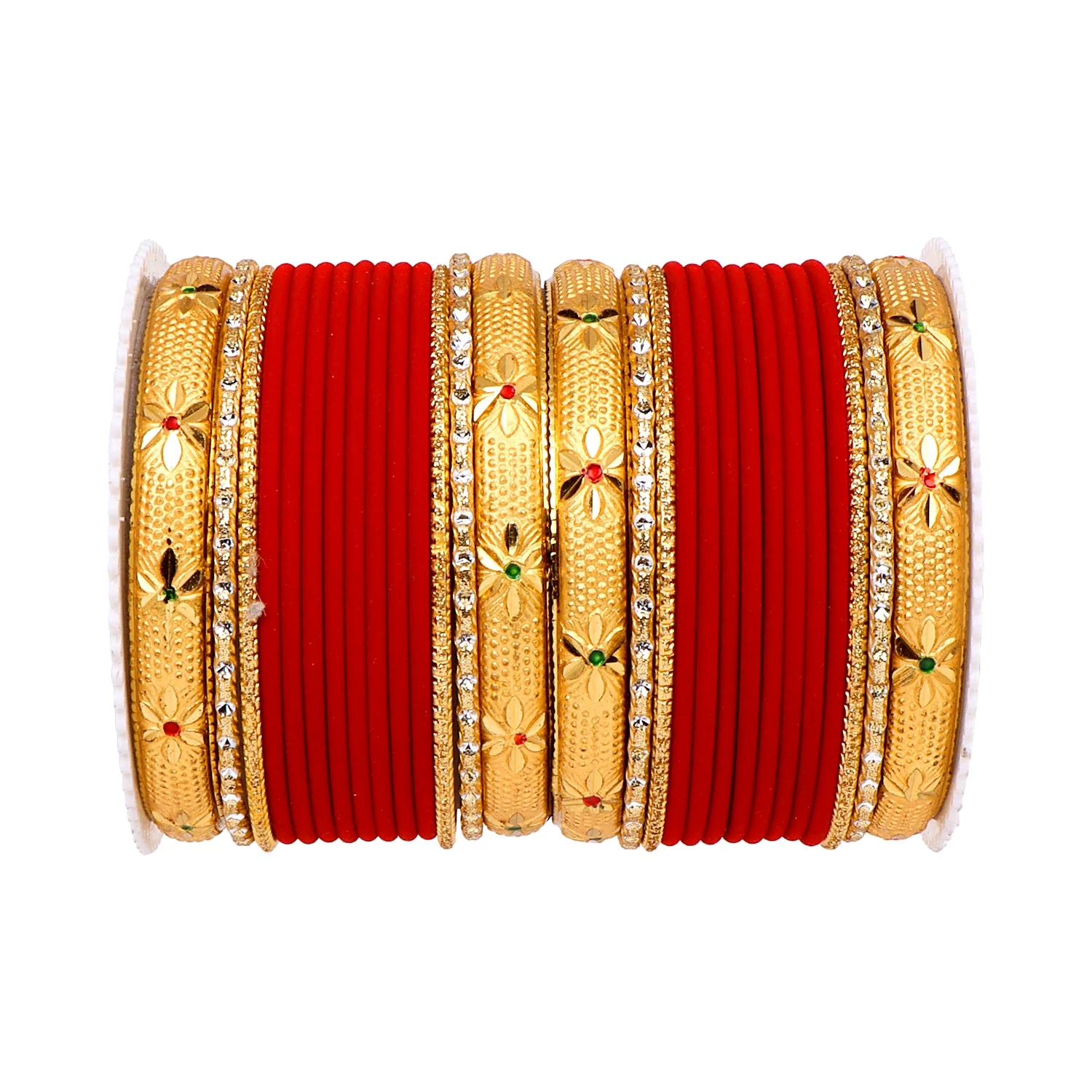 Matte Bangle Set with Golden Meenakari Kada by Leshya - Image 6