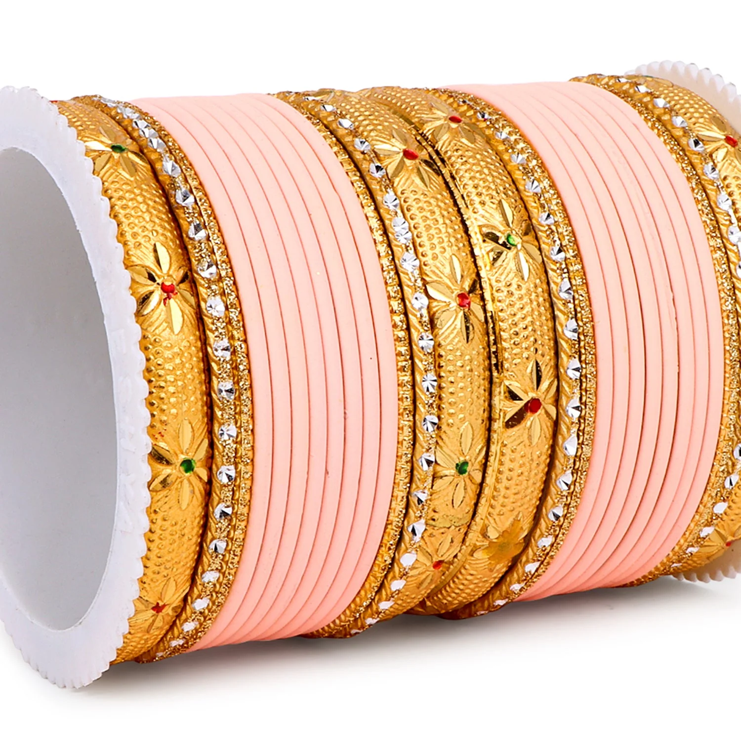 Matte Bangle Set with Golden Meenakari Kada by Leshya - Image 9