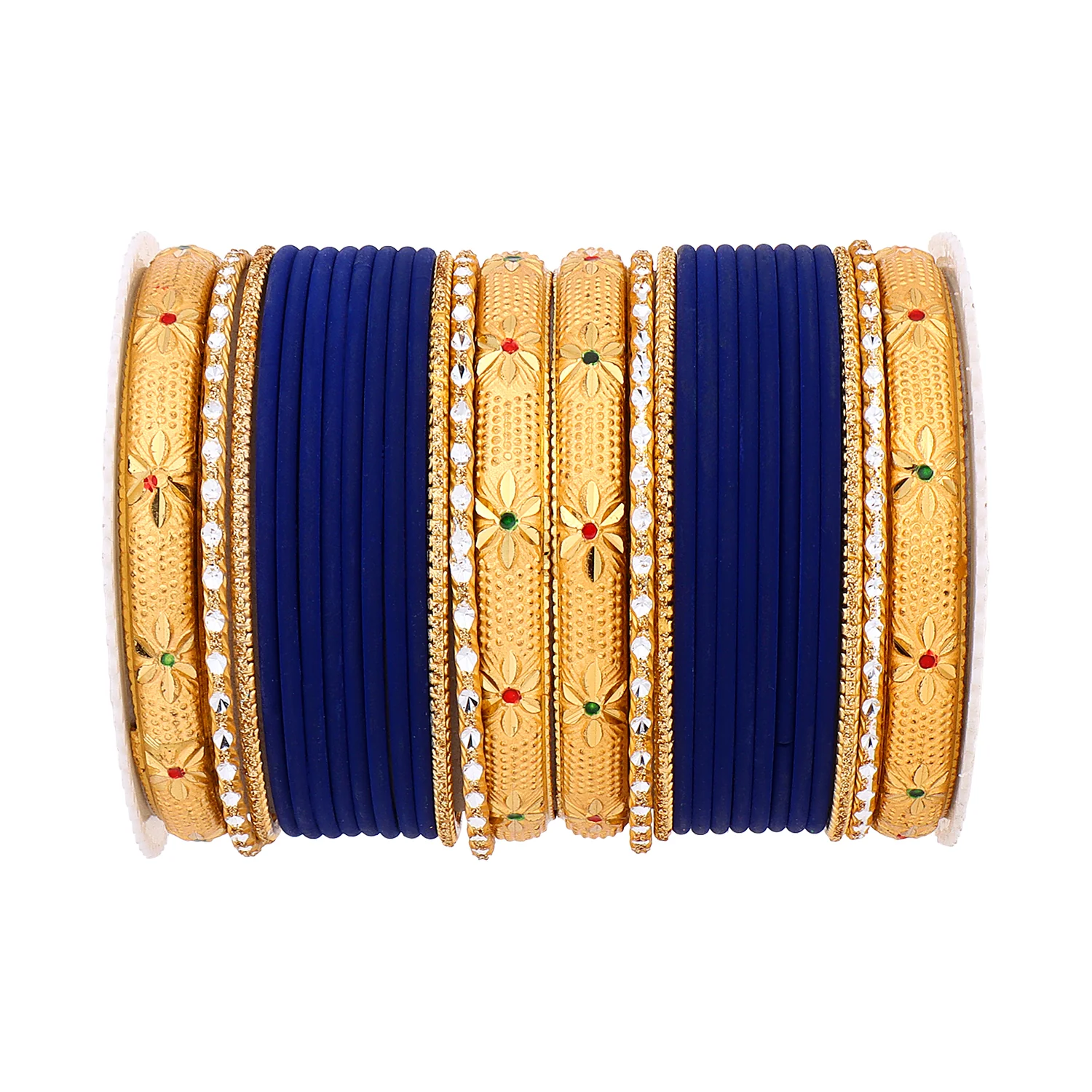 Matte Bangle Set with Golden Meenakari Kada by Leshya - Image 10