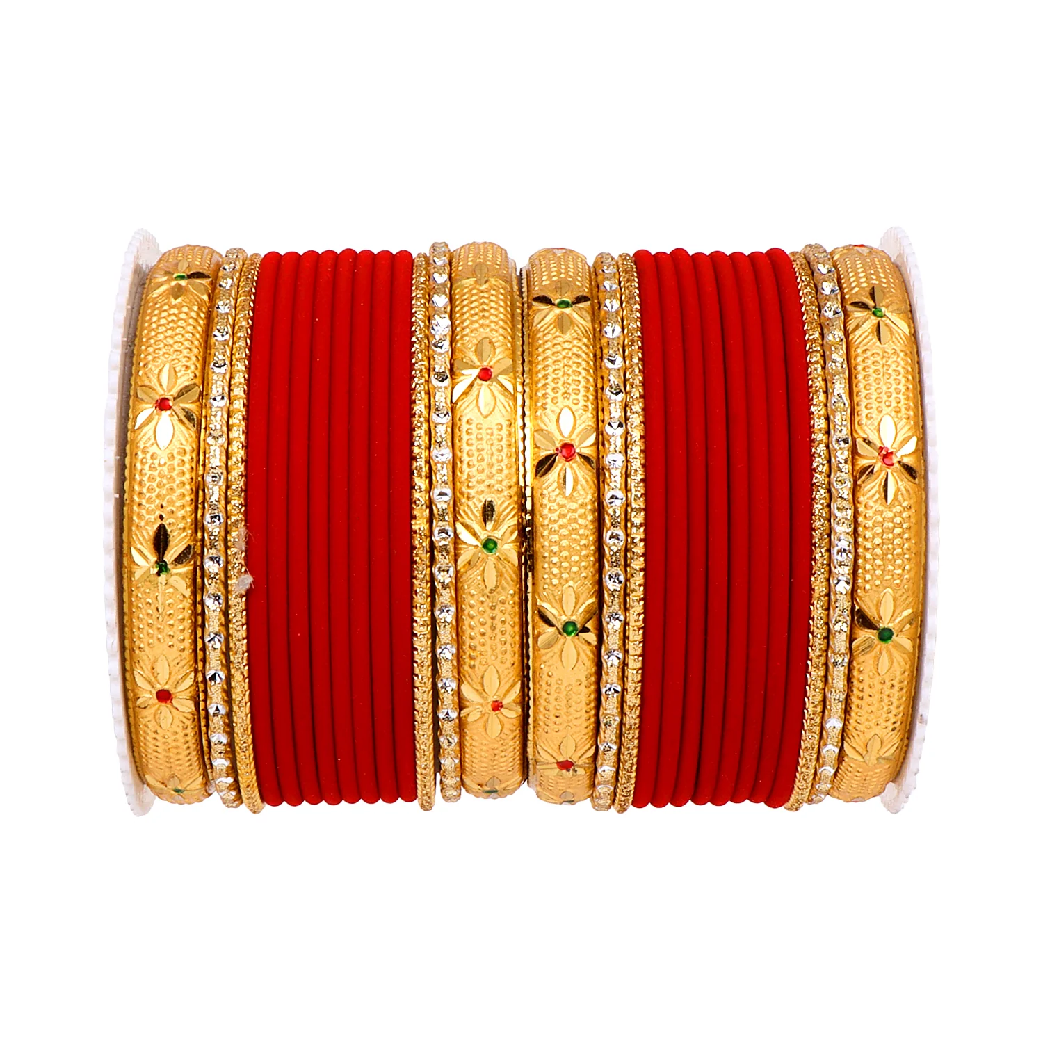 Matte Bangle Set with Golden Meenakari Kada by Leshya - Image 4