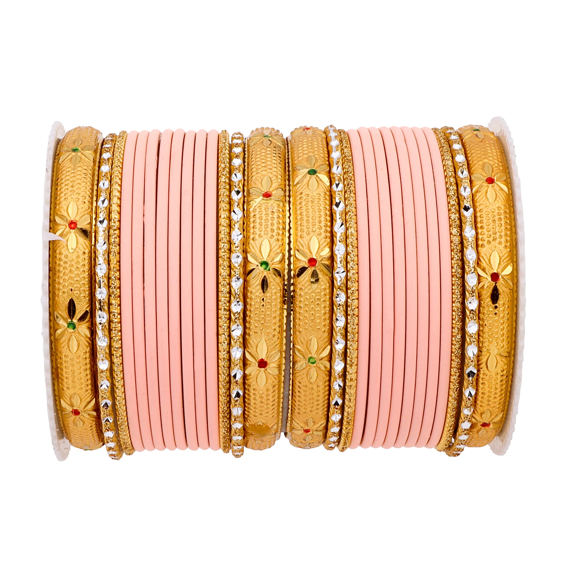 Matte Bangle Set with Golden Meenakari Kada by Leshya - Image 6