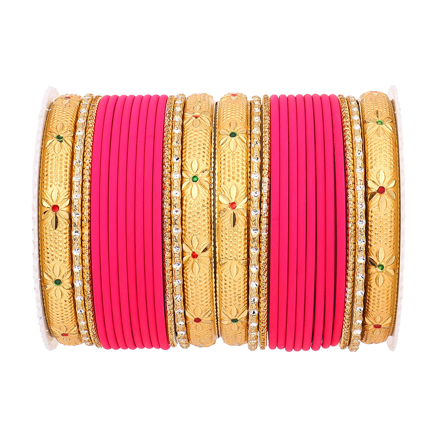 Matte Bangle Set with Golden Meenakari Kada by Leshya - Image 8