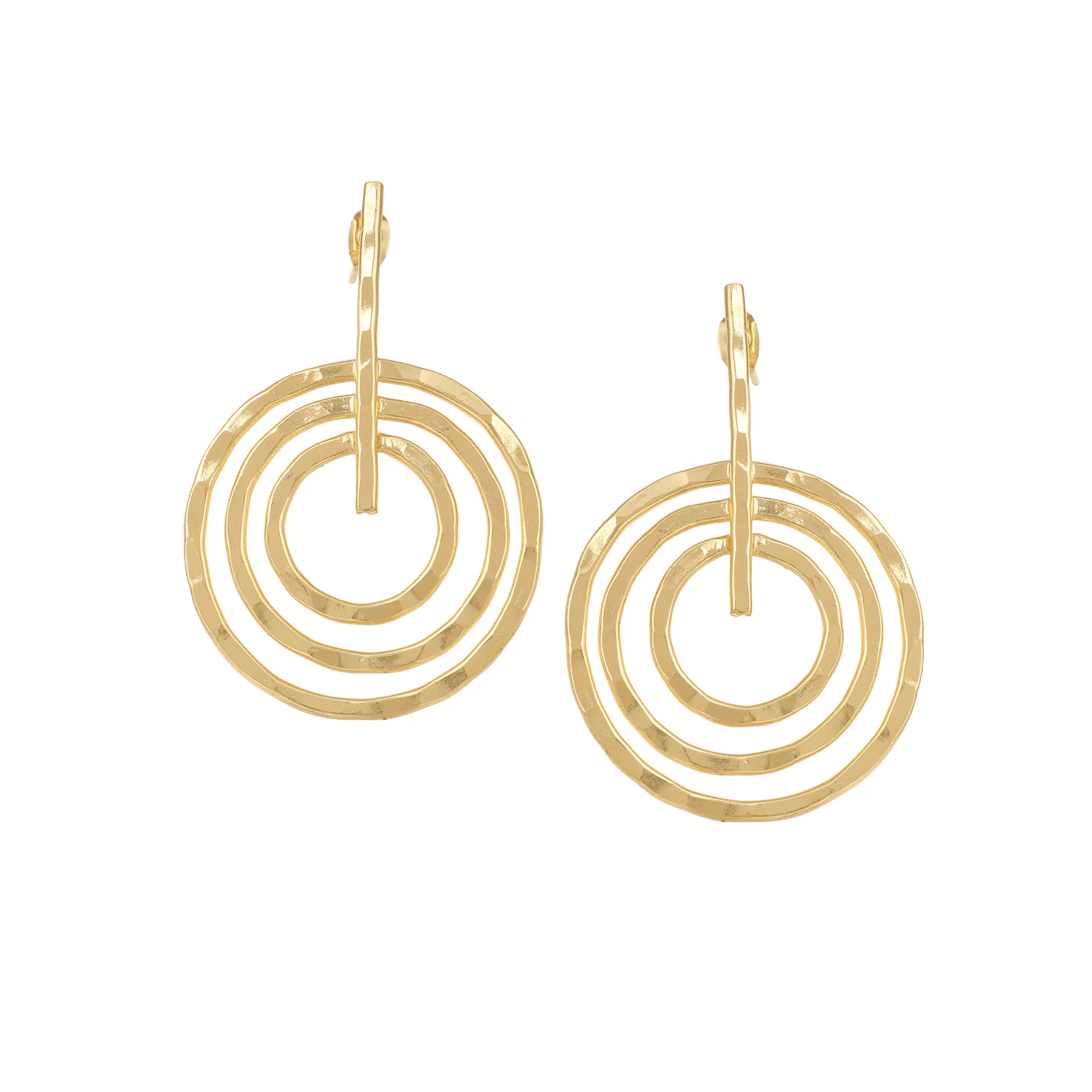 Matte Gold Finish Round drop design Earrings - Image 2