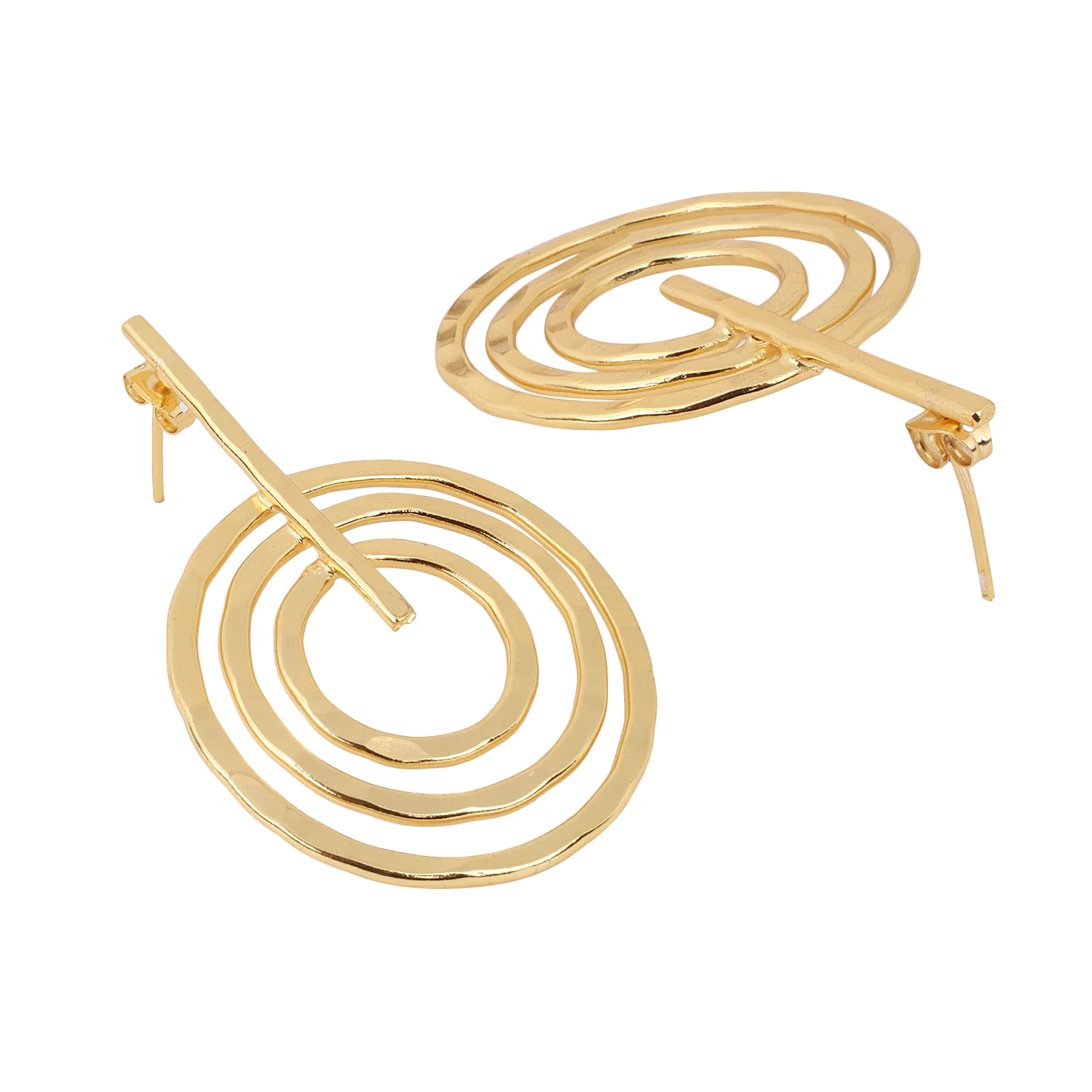 Matte Gold Finish Round drop design Earrings - Image 3
