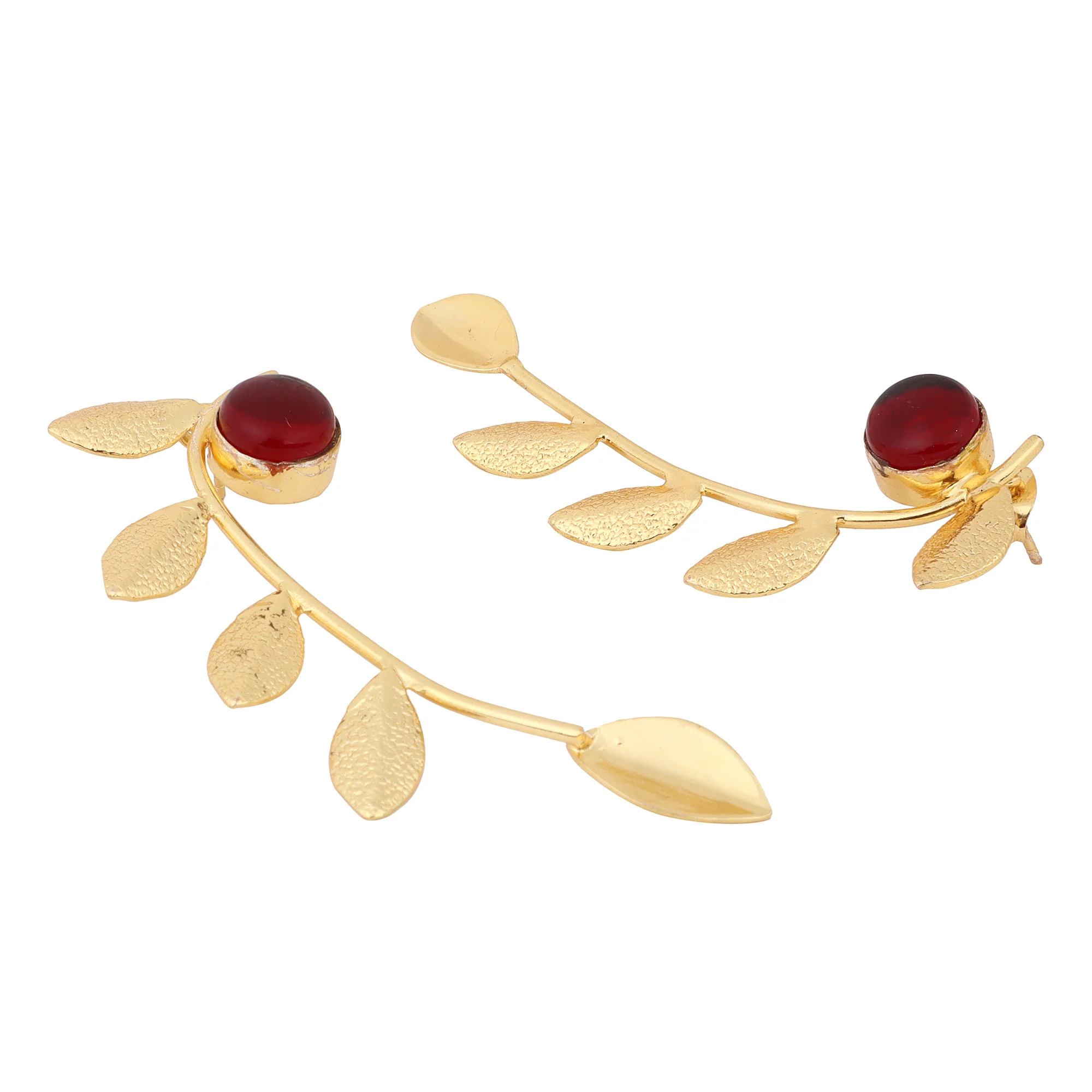 Matte Gold Finish Leaf design Earrings - Image 3
