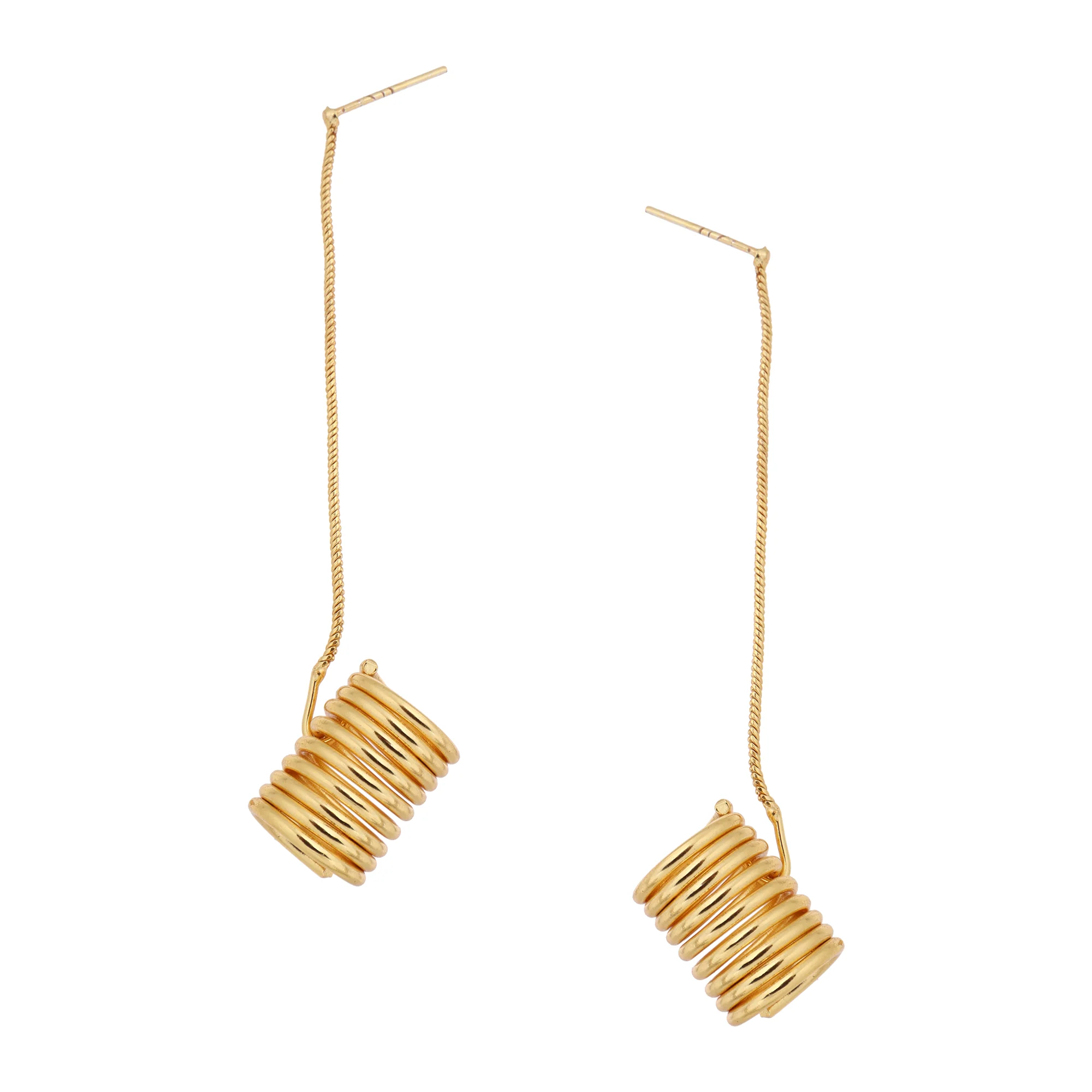 Matte Gold Finish Long drop wire design Earrings - Image 2