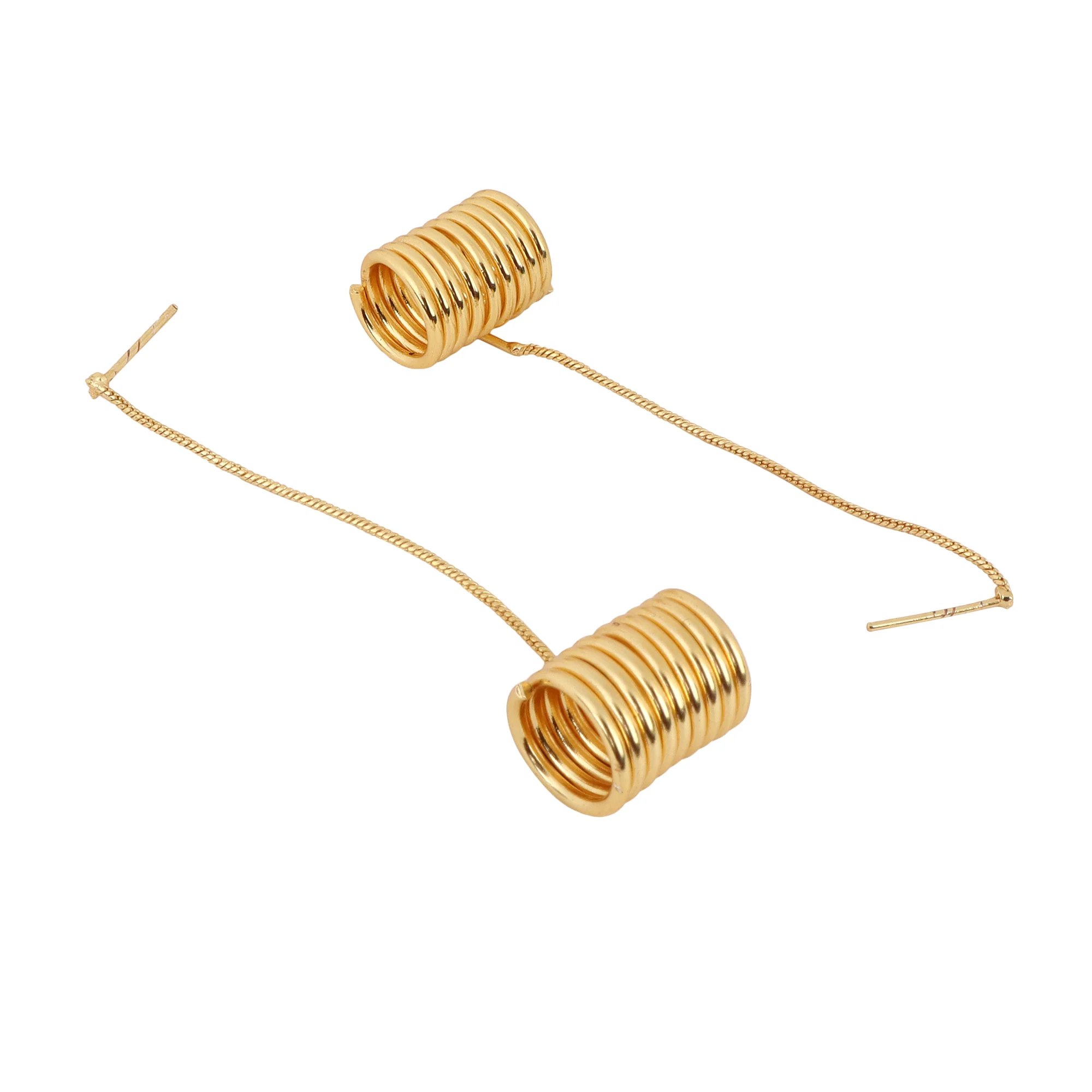 Matte Gold Finish Long drop wire design Earrings - Image 3