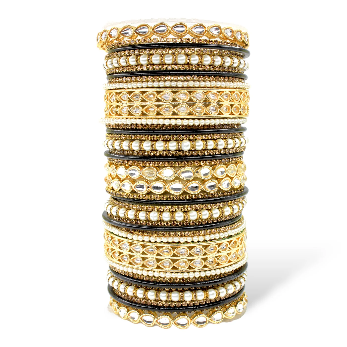 Matte Texture bangle set with Kundan Kada by Leshya - Image 5