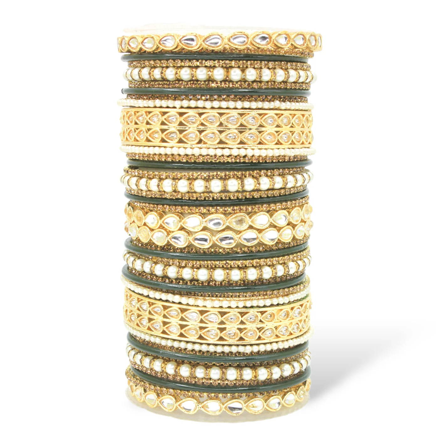 Matte Texture bangle set with Kundan Kada by Leshya - Image 7