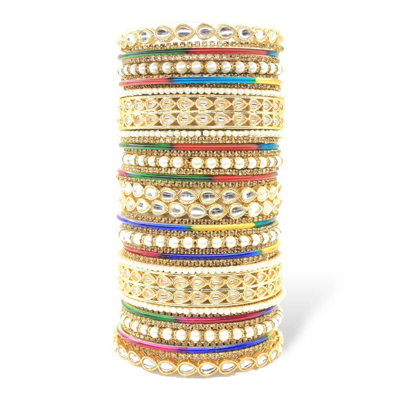 Matte Texture bangle set with Kundan Kada by Leshya - Image 4