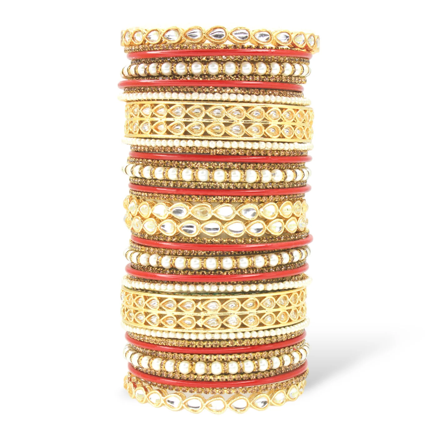 Matte Texture bangle set with Kundan Kada by Leshya - Image 4