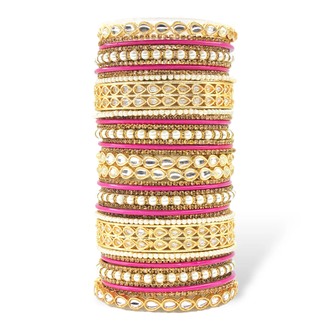 Matte Texture bangle set with Kundan Kada by Leshya - Image 7