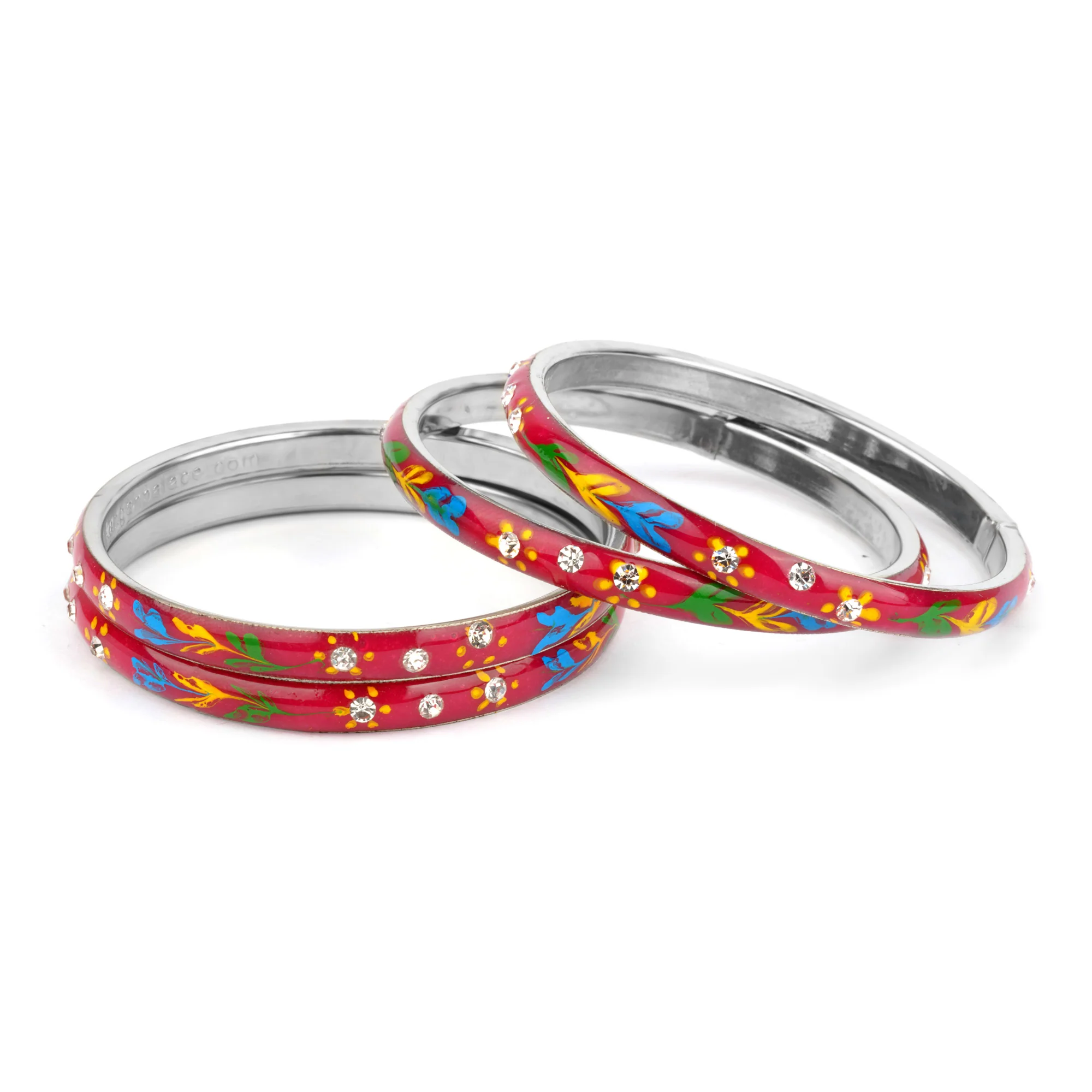 Meenakari Bracelets With Hand Made Floral Design And Stones - Image 11
