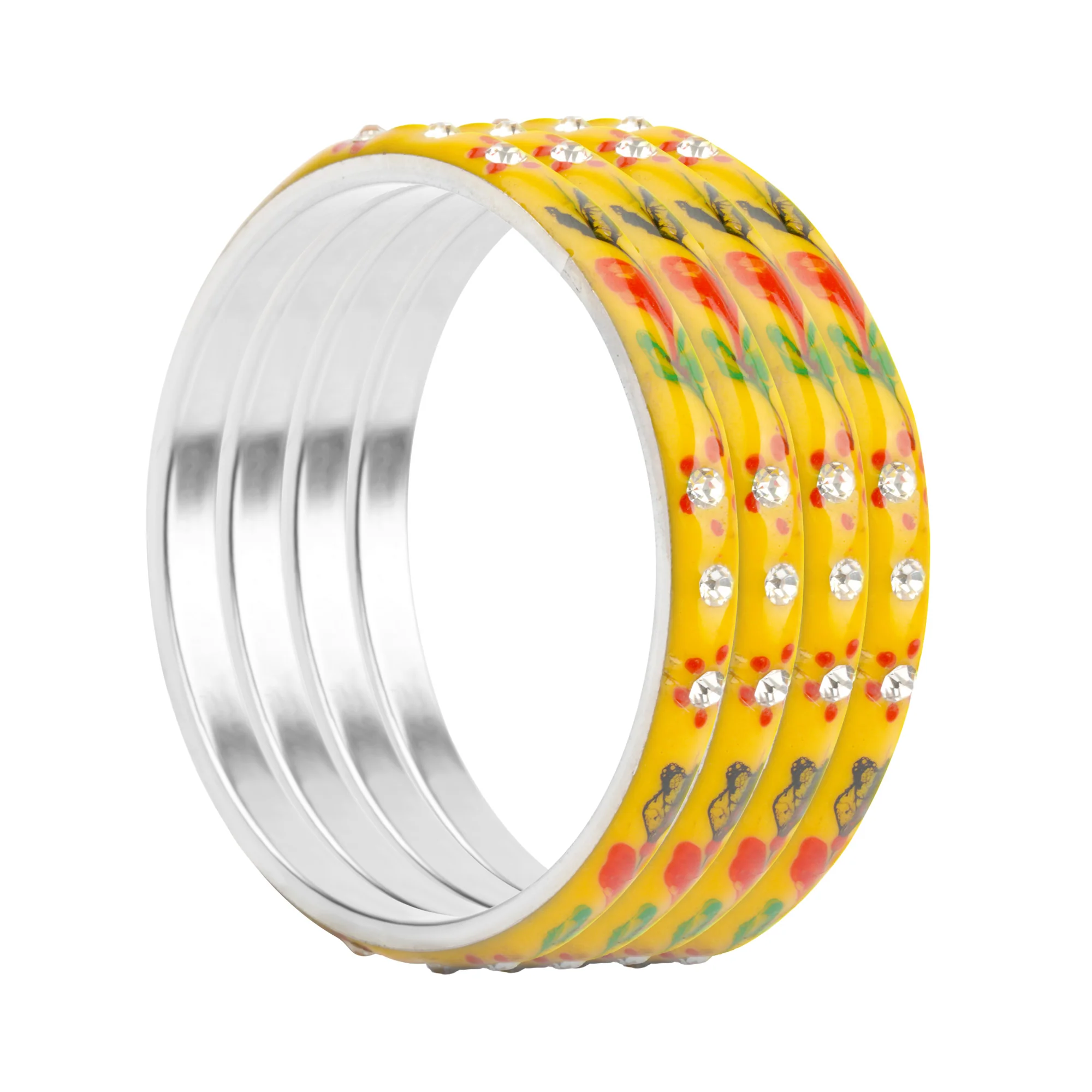 Meenakari Bracelets With Hand Made Floral Design And Stones - Image 18